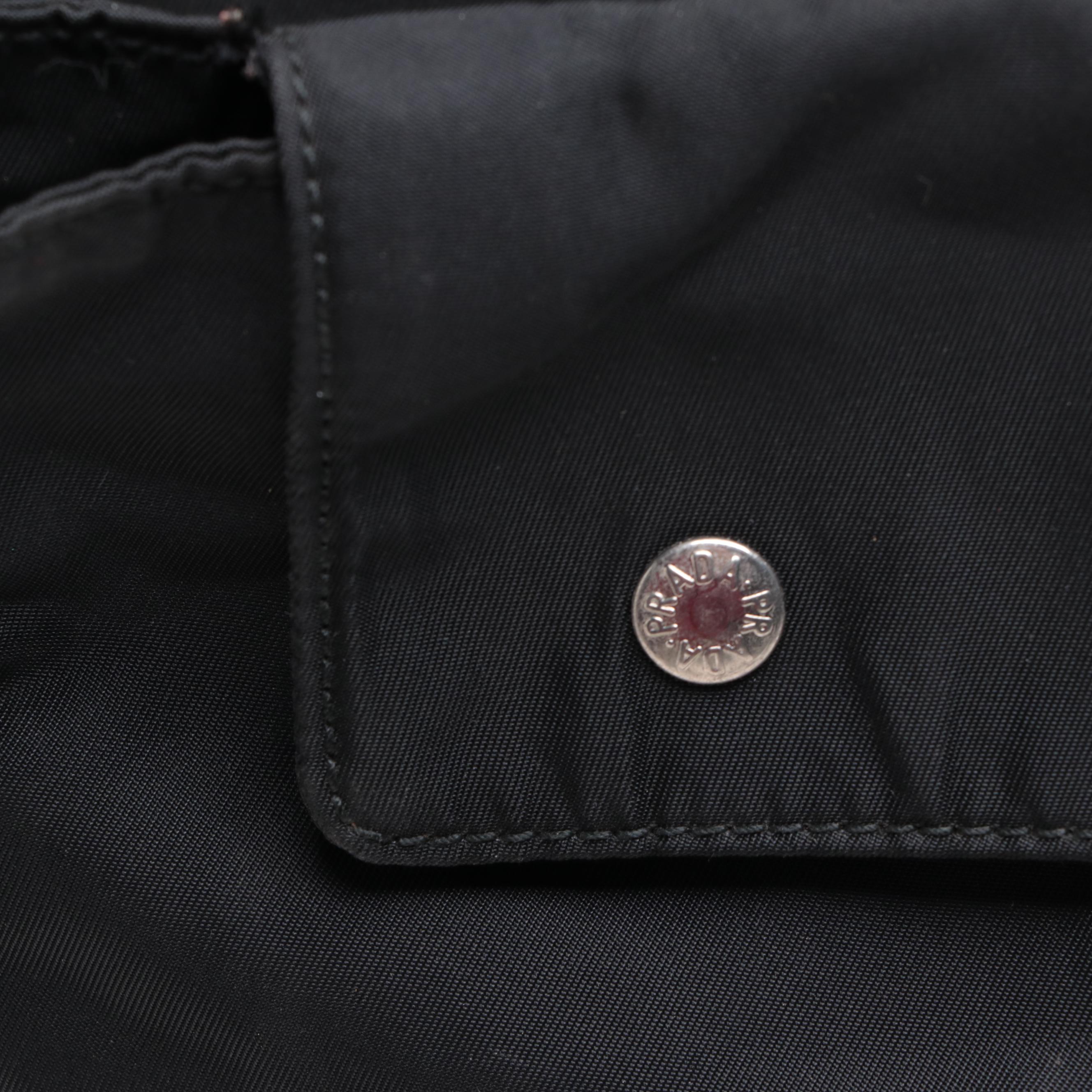 Prada Slim Tote Bag in Black Nylon Gabardine/Lambskin Leather with Strap