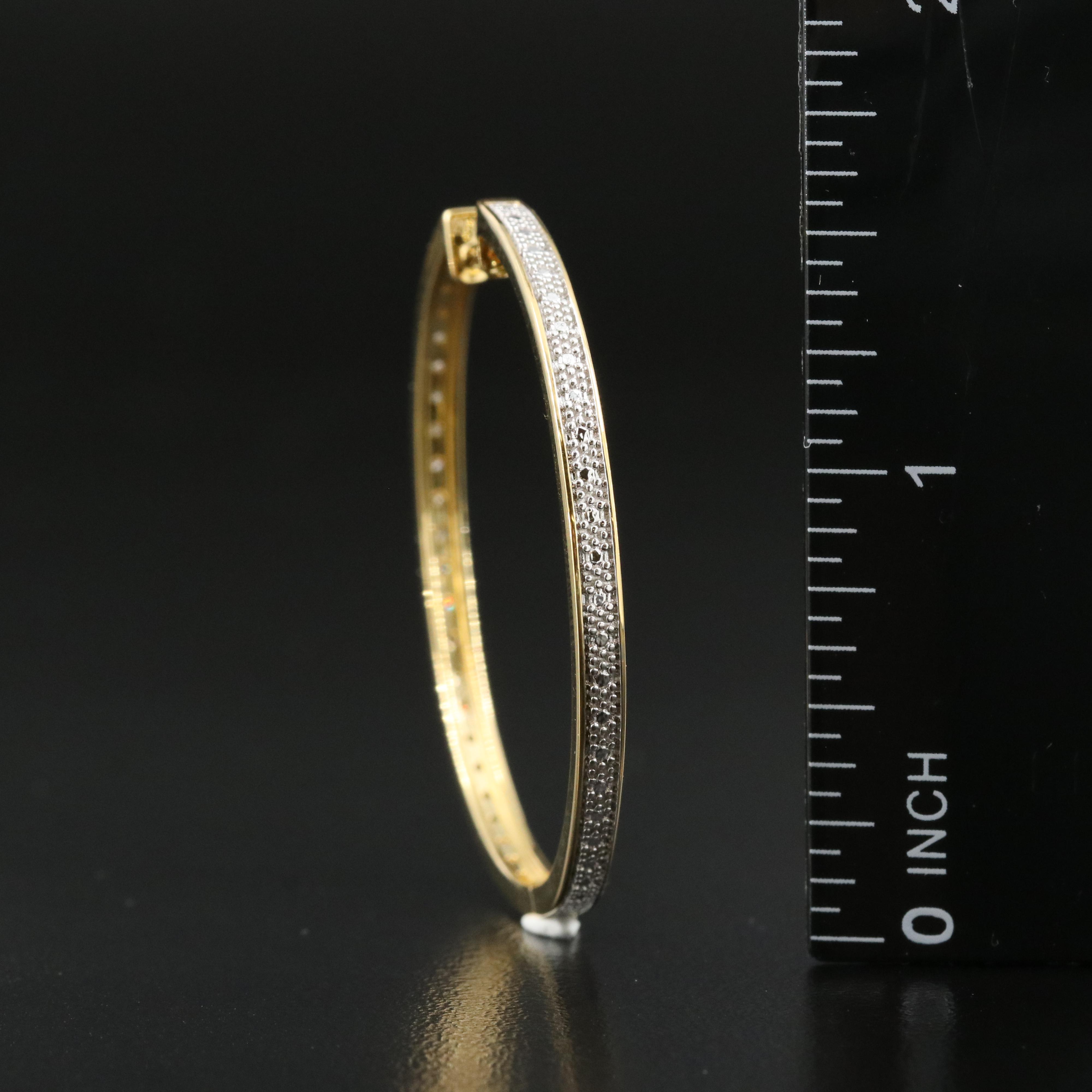 Sterling Diamond Large Hoop Earrings