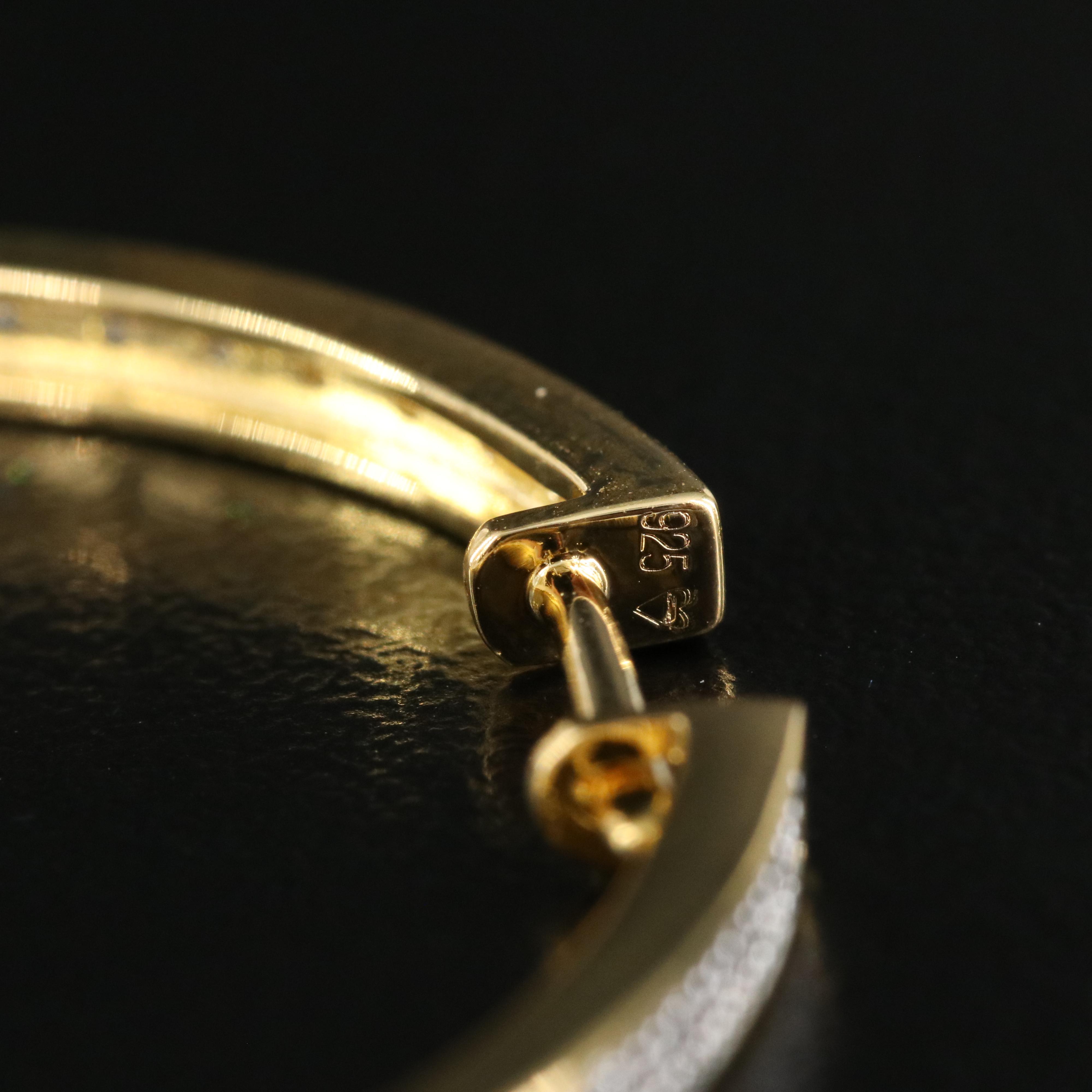 Sterling Diamond Large Hoop Earrings