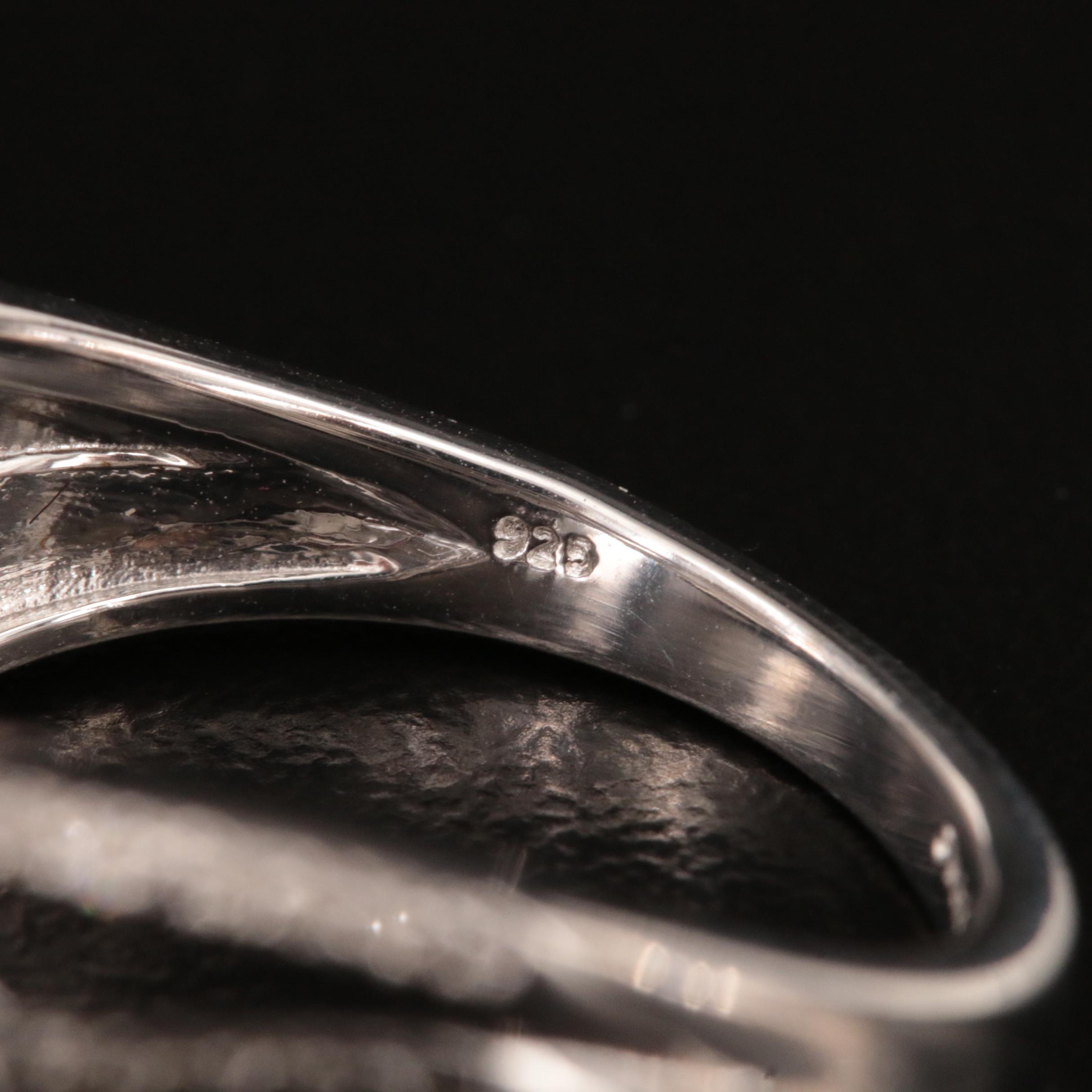 Sterling Diamond Heart and Crossover Ring