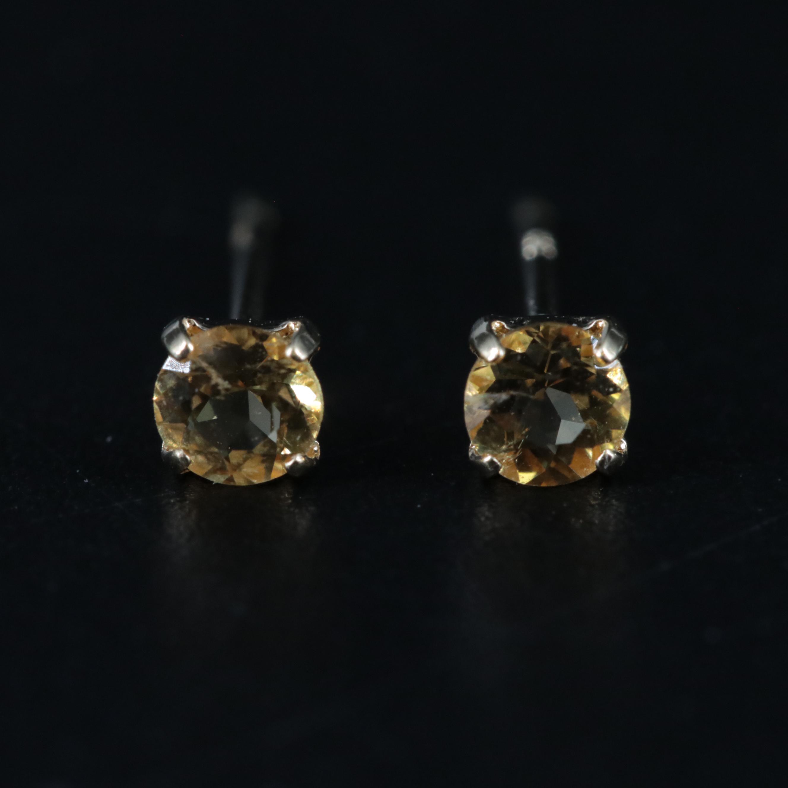 18K Yellow Beryl Stud Earrings