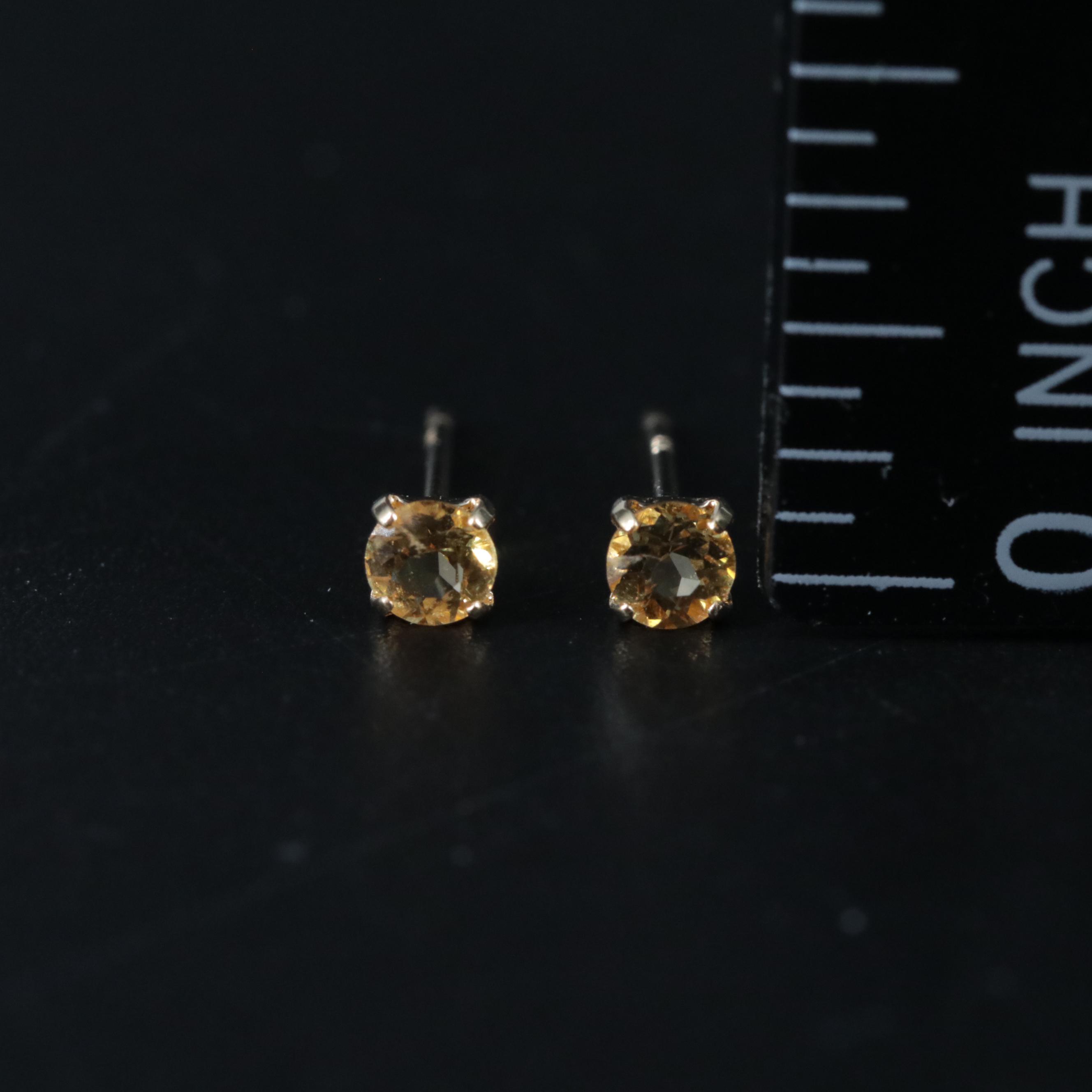 18K Yellow Beryl Stud Earrings