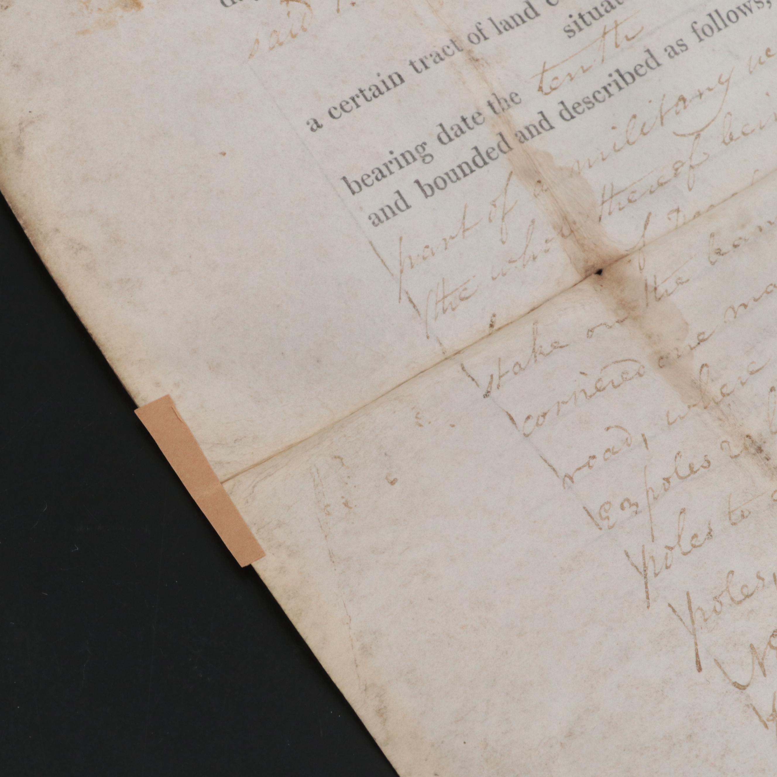 James Madison and James Monroe Land Grant Document Signed March 24, 1812