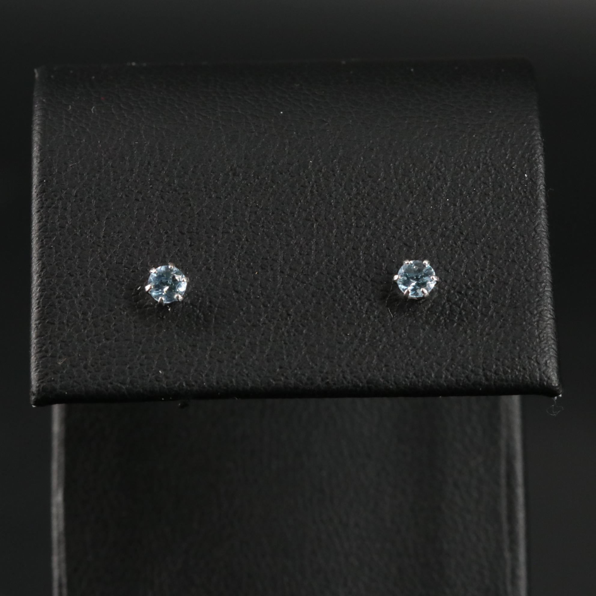 Platinum Aquamarine Stud Earrings