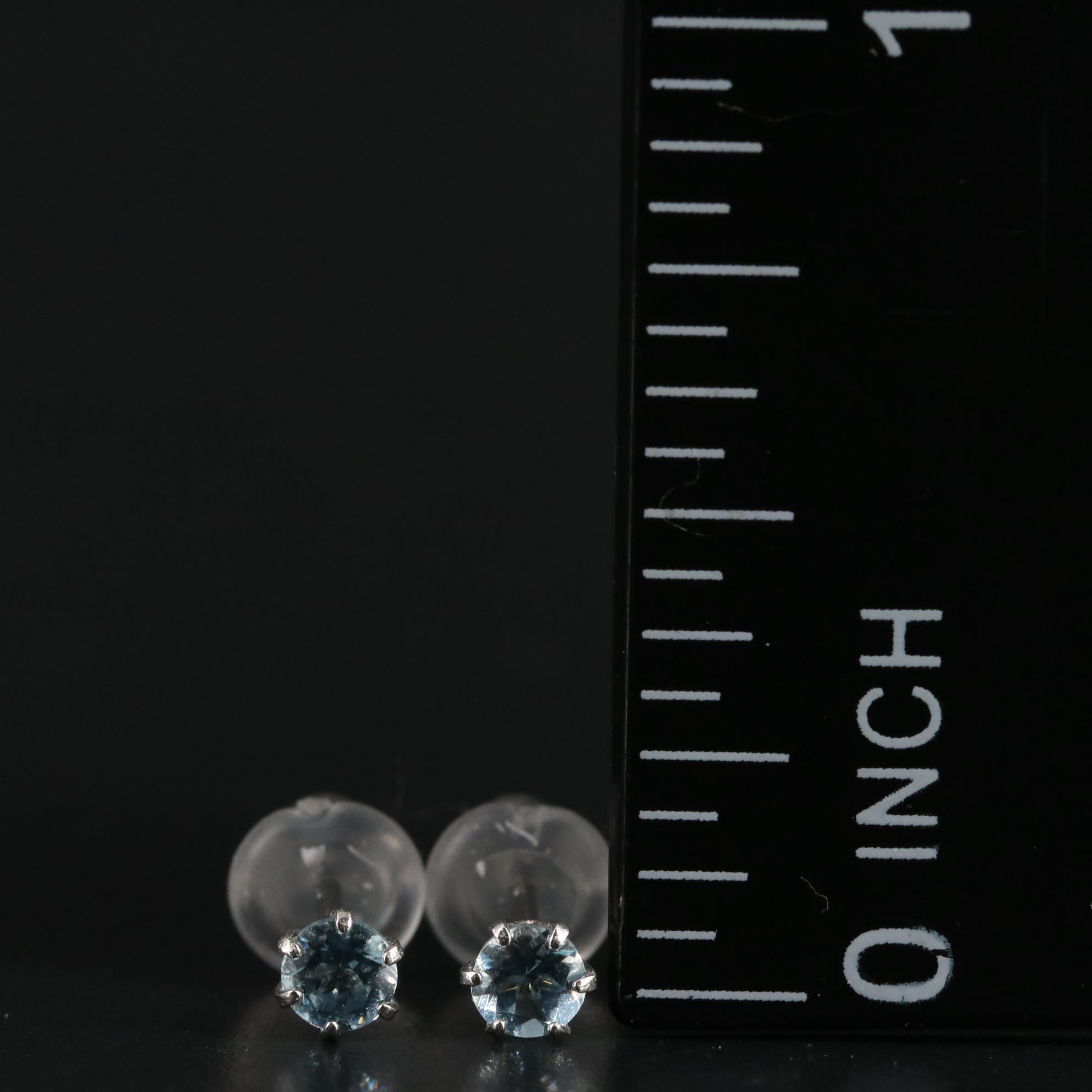 Platinum Aquamarine Stud Earrings