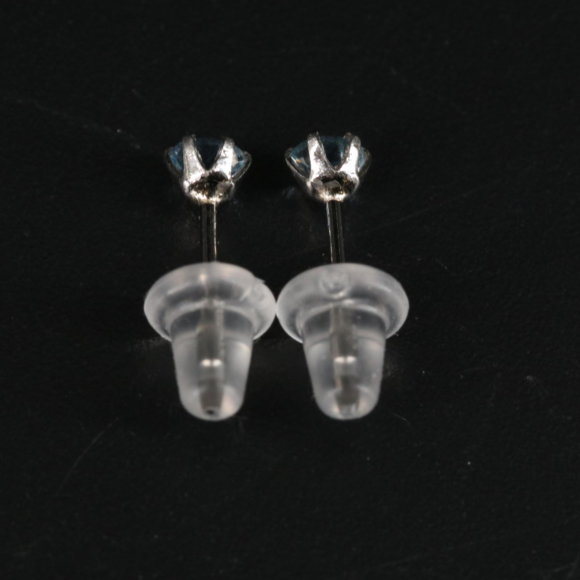 Platinum Aquamarine Stud Earrings