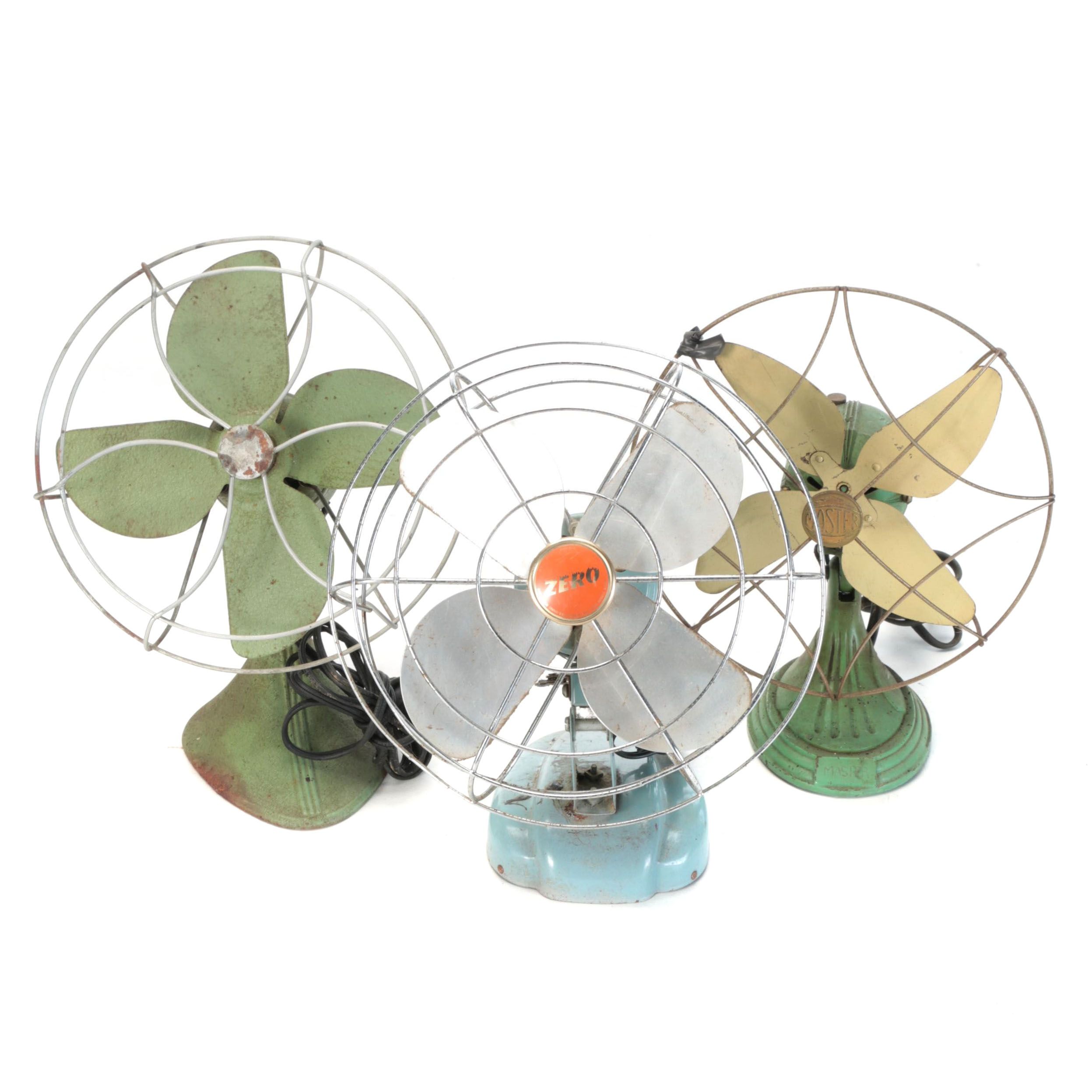 Art Deco Style Master, Zero and Other Cast Metal Desk Fans