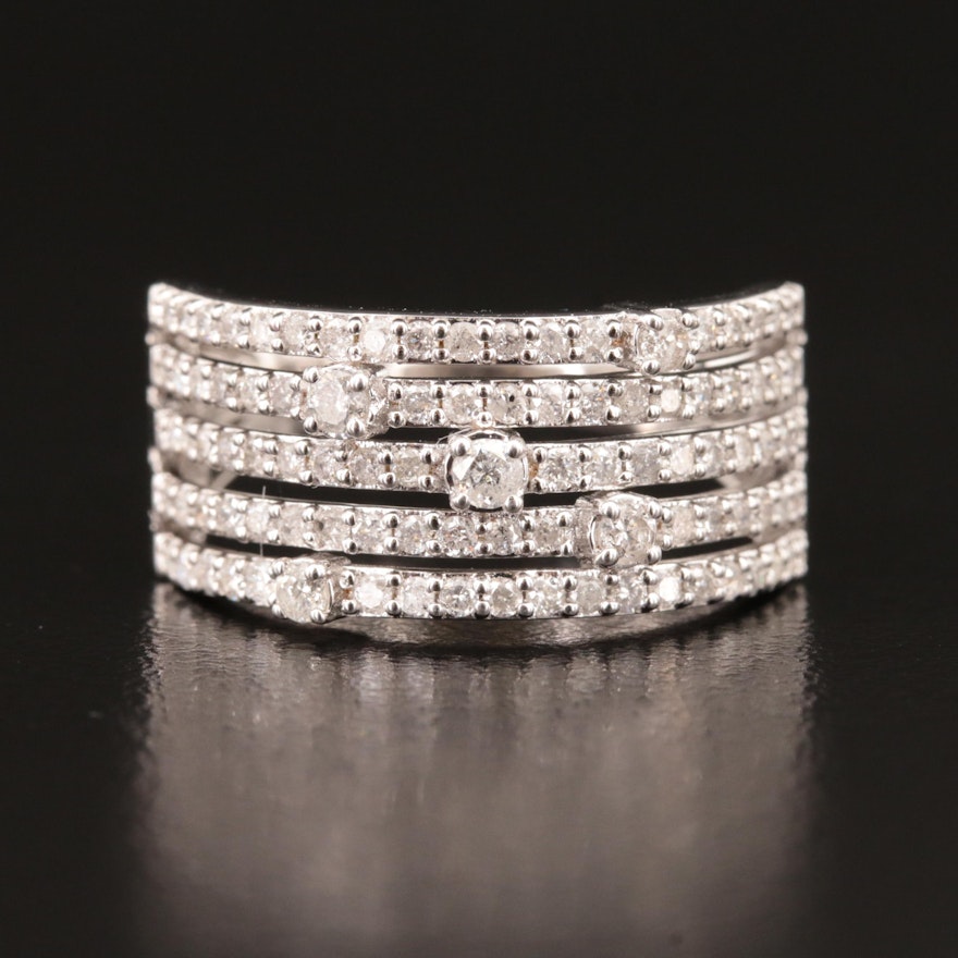 Sterling 1.02 CTW Diamond Multi-Row Ring