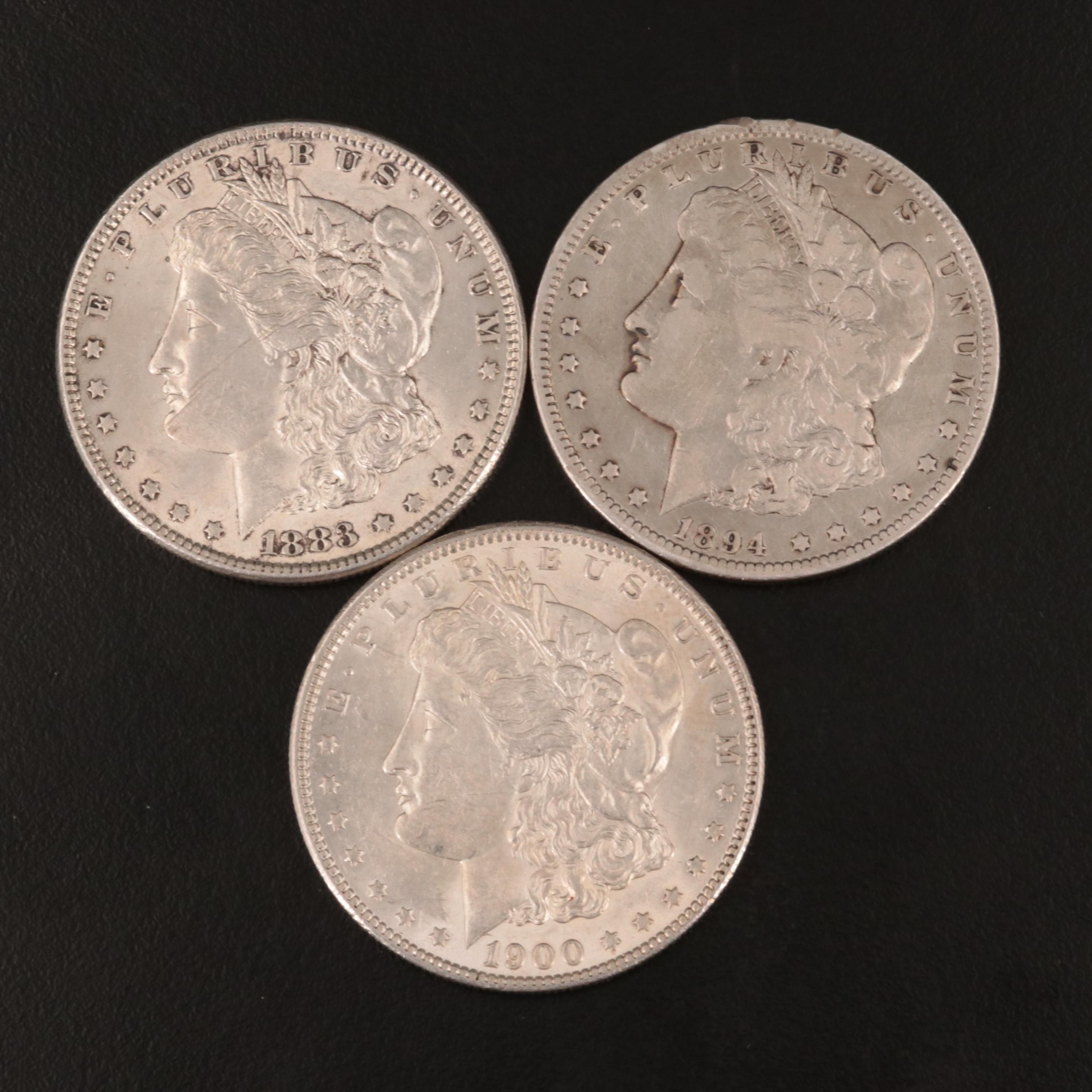 Three Morgan Silver Dollars Including 1894-O