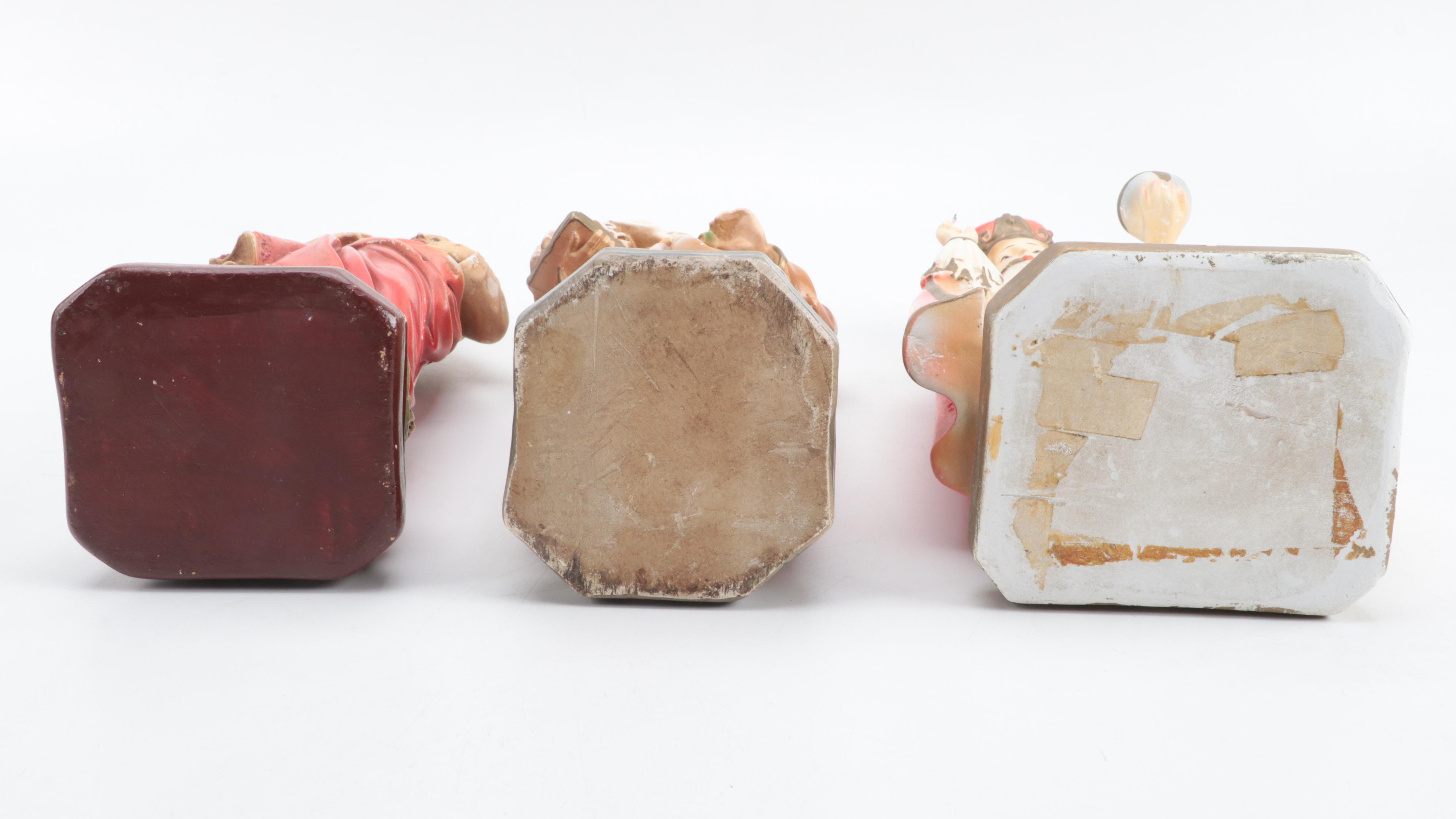 Painted Plaster Figures of Anthony of Padua, Infant of Prague and Sacred Heart