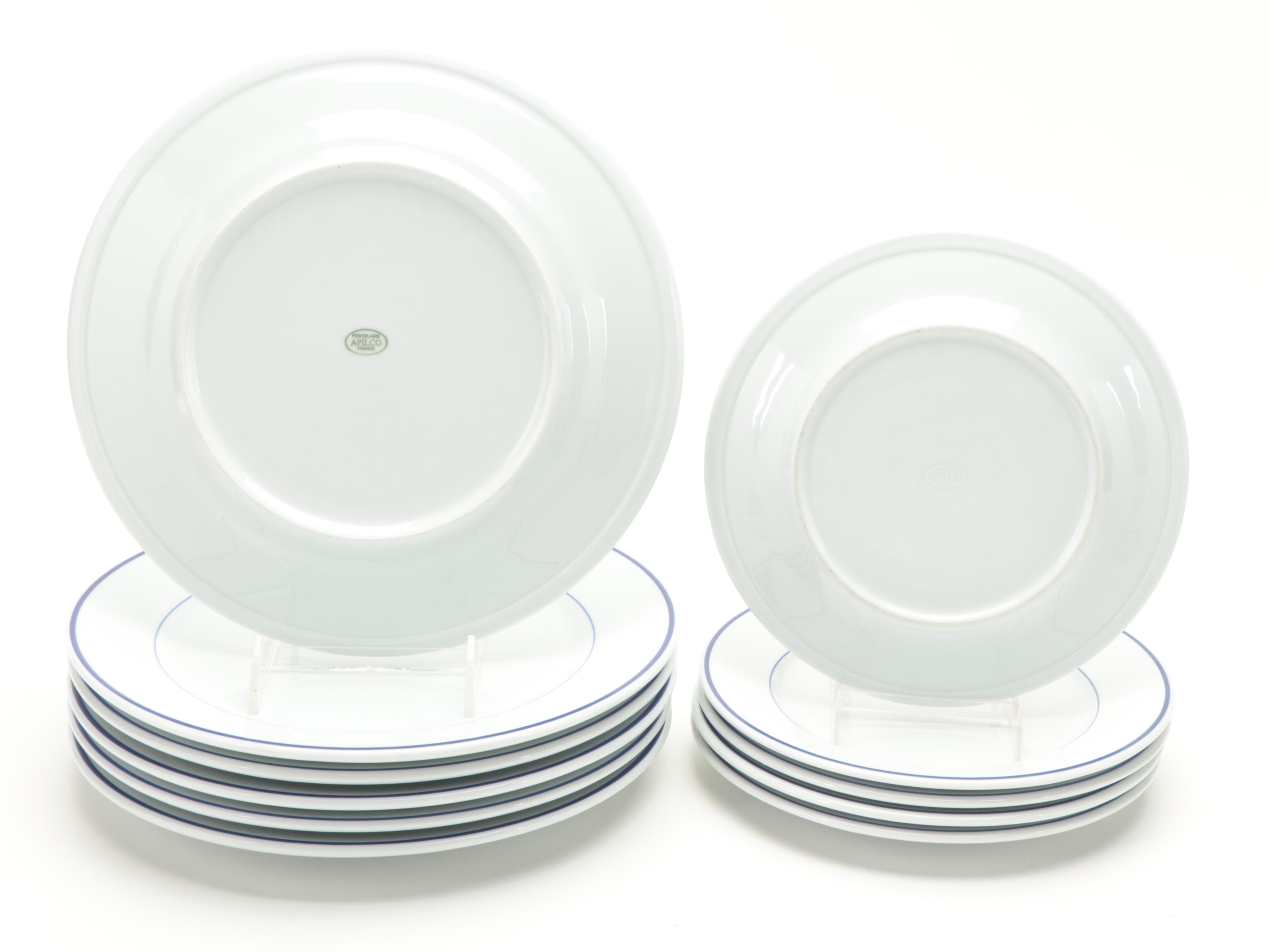 Apilco "Tradition Blue" Porcelain Dinnerware with Sferra "Acanthus" Table Linens