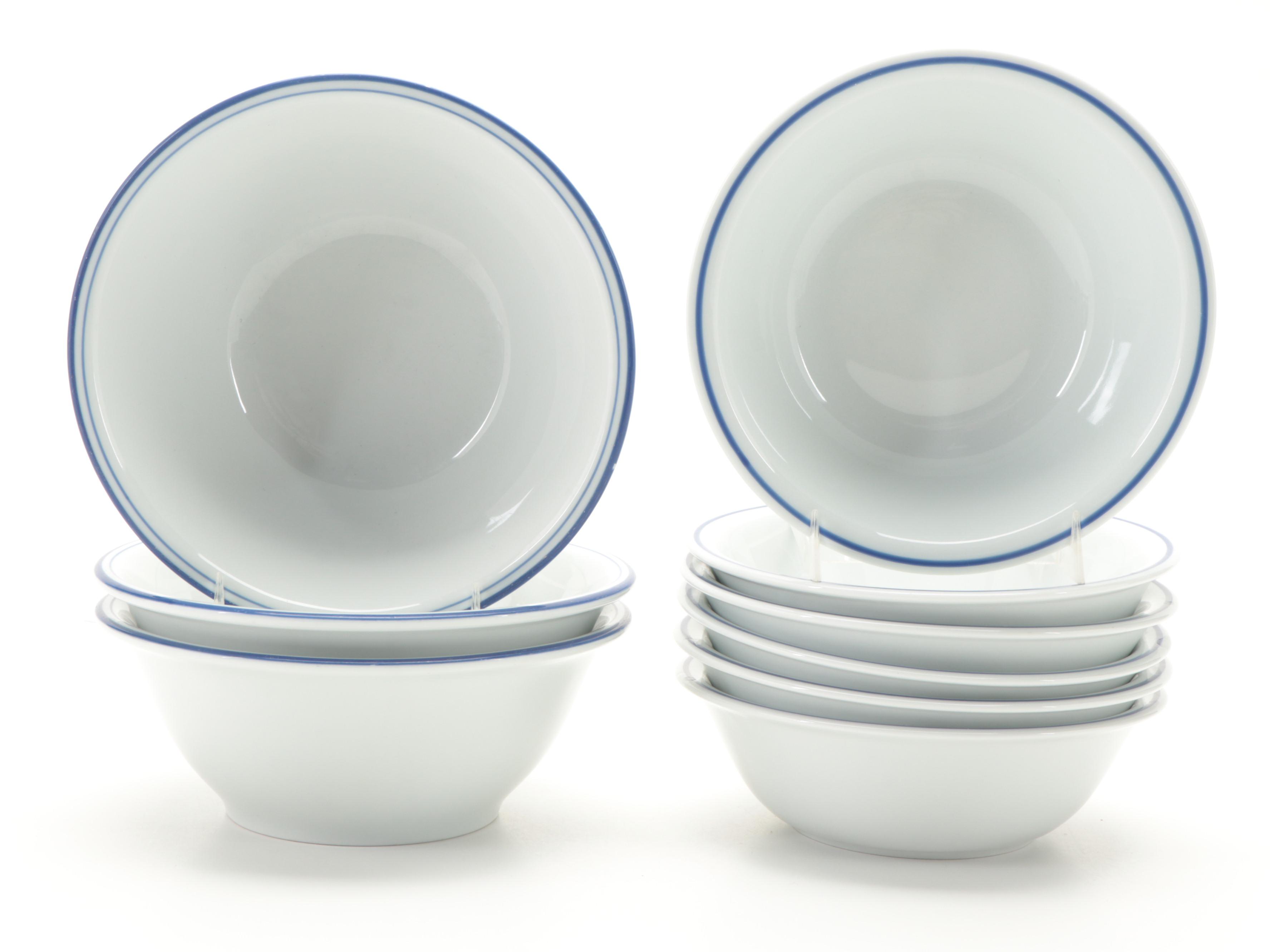 Apilco "Tradition Blue" Porcelain Dinnerware with Sferra "Acanthus" Table Linens