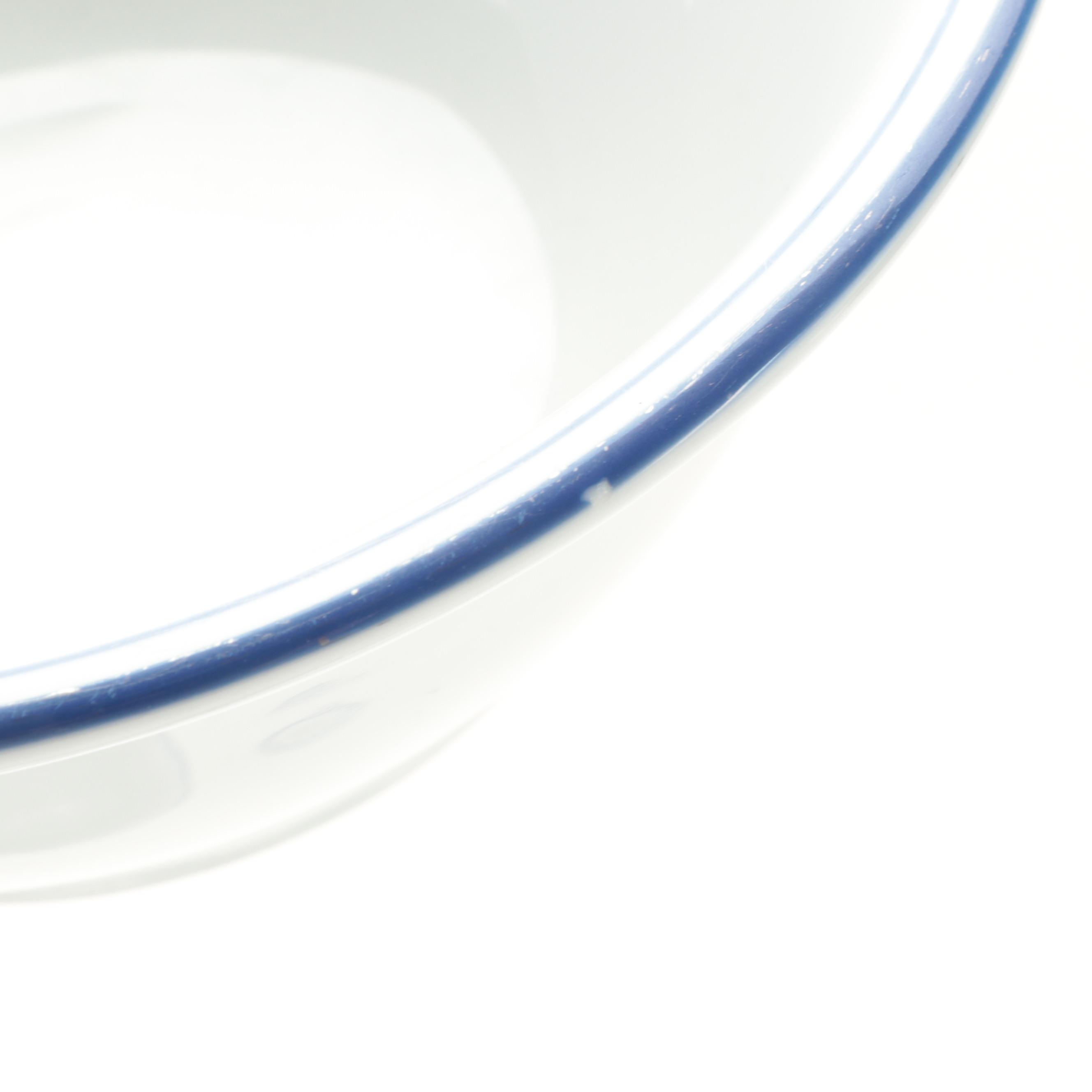 Apilco "Tradition Blue" Porcelain Dinnerware with Sferra "Acanthus" Table Linens