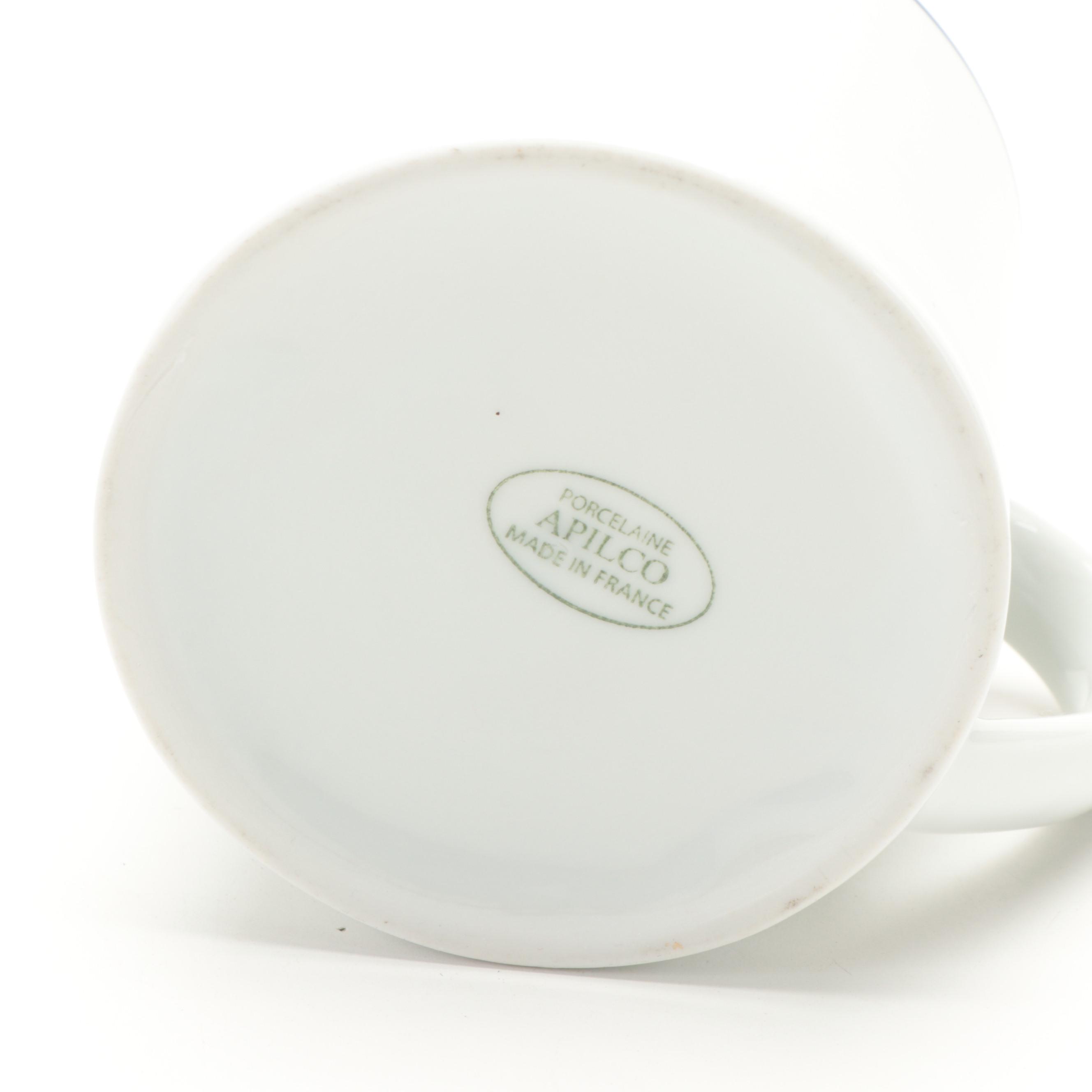 Apilco "Tradition Blue" Porcelain Dinnerware with Sferra "Acanthus" Table Linens