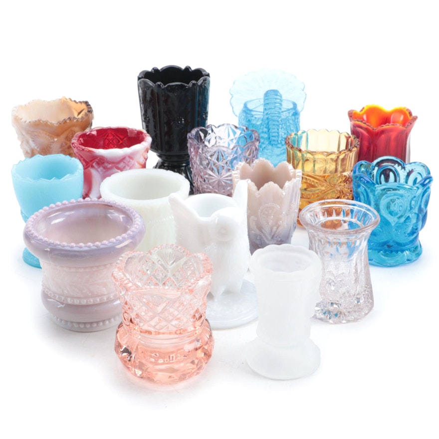 Fenton, Smith, Mosser, and Other Glass Toothpick and Matchstick Holders