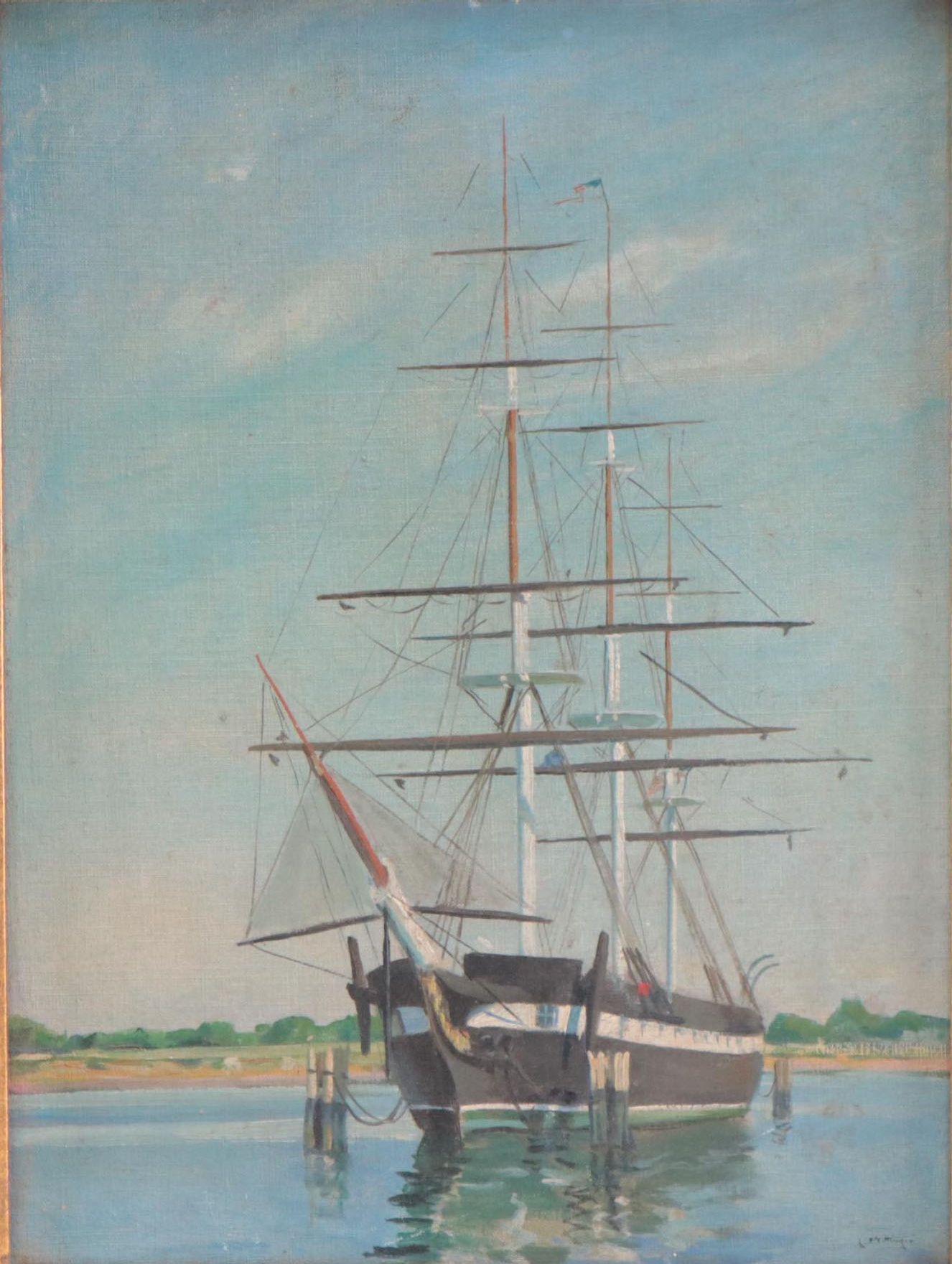 Charles Bittinger Oil Painting "U.S.S. Constellation," 1930