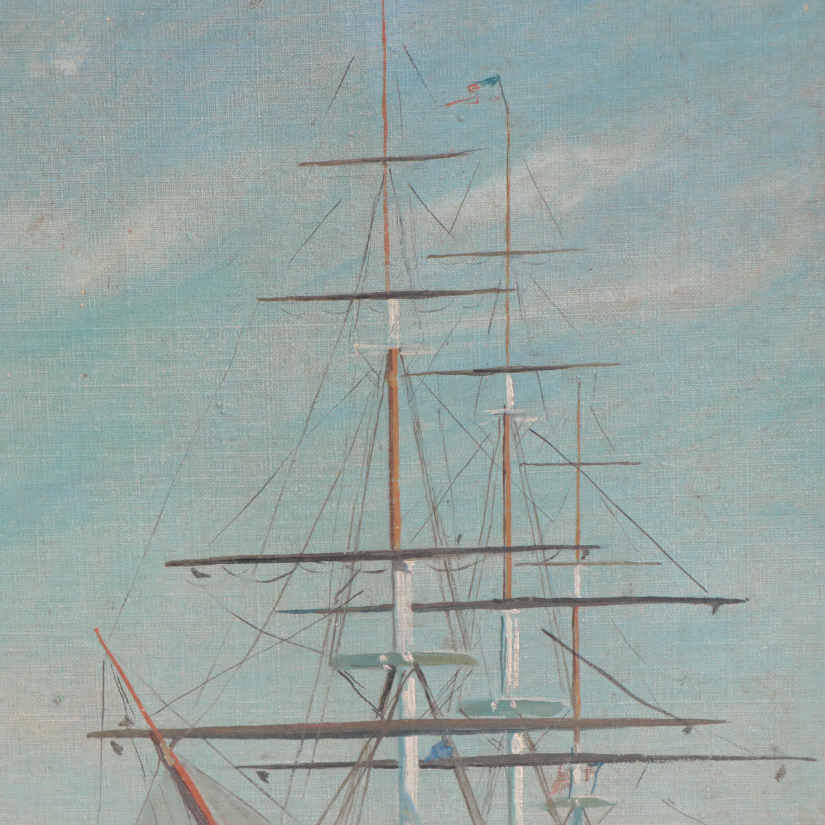 Charles Bittinger Oil Painting "U.S.S. Constellation," 1930