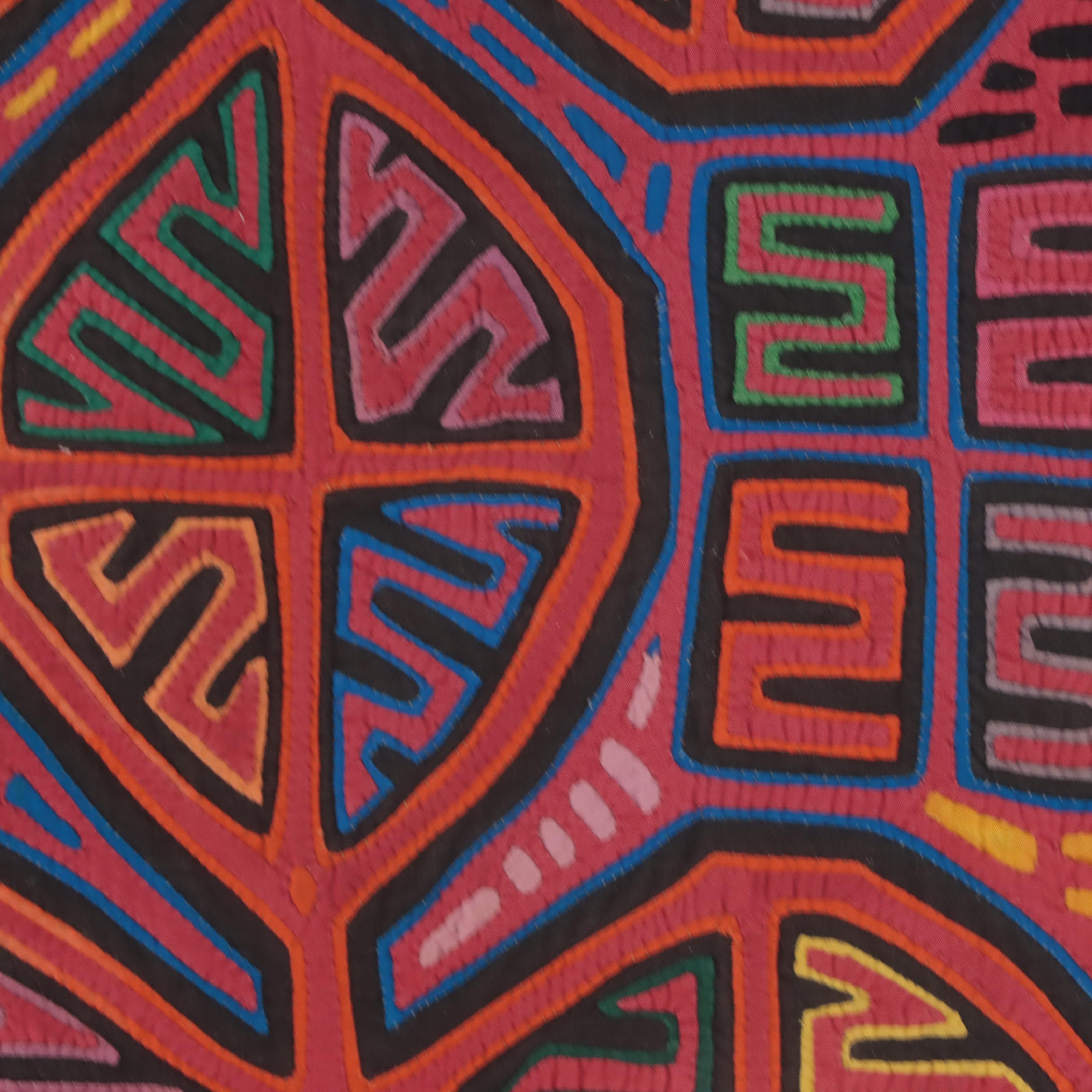 Folk Art Panamanian Guna Mola Textile in Frame