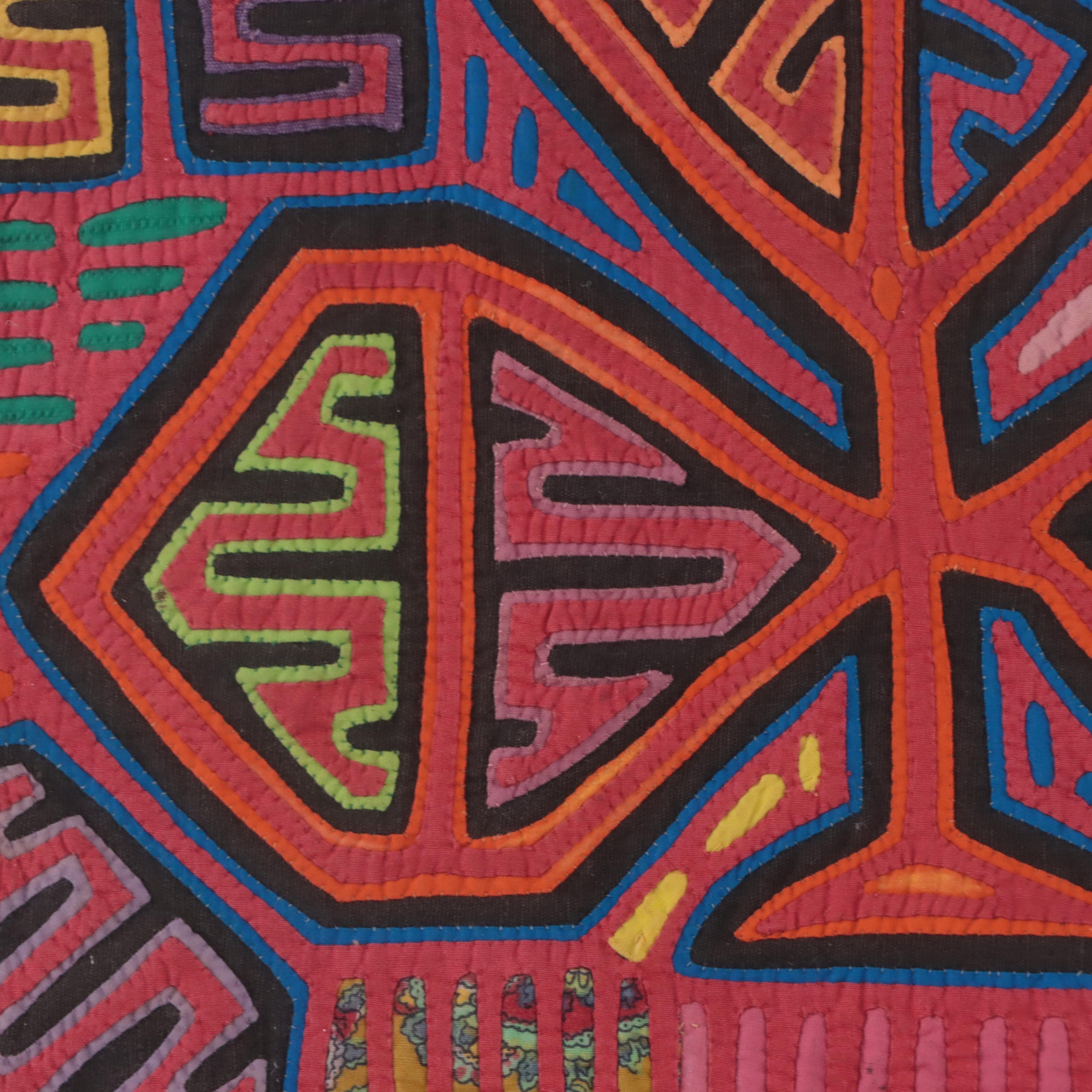 Folk Art Panamanian Guna Mola Textile in Frame