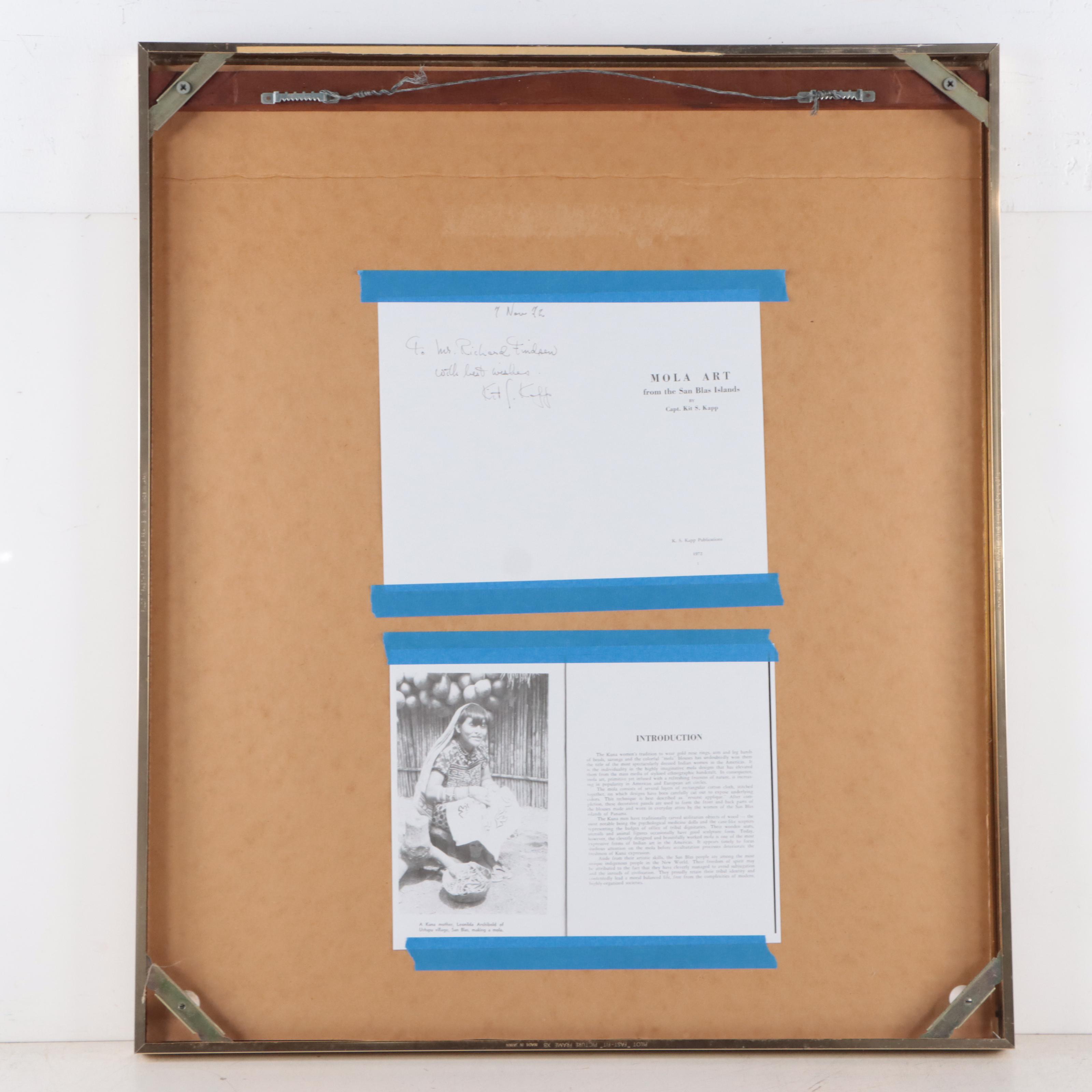 Folk Art Panamanian Guna Mola Textile in Frame