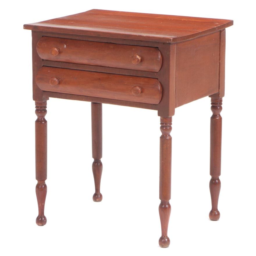 American Primitive Cherrywood, Pine, and Poplar Side Table, 19th Century