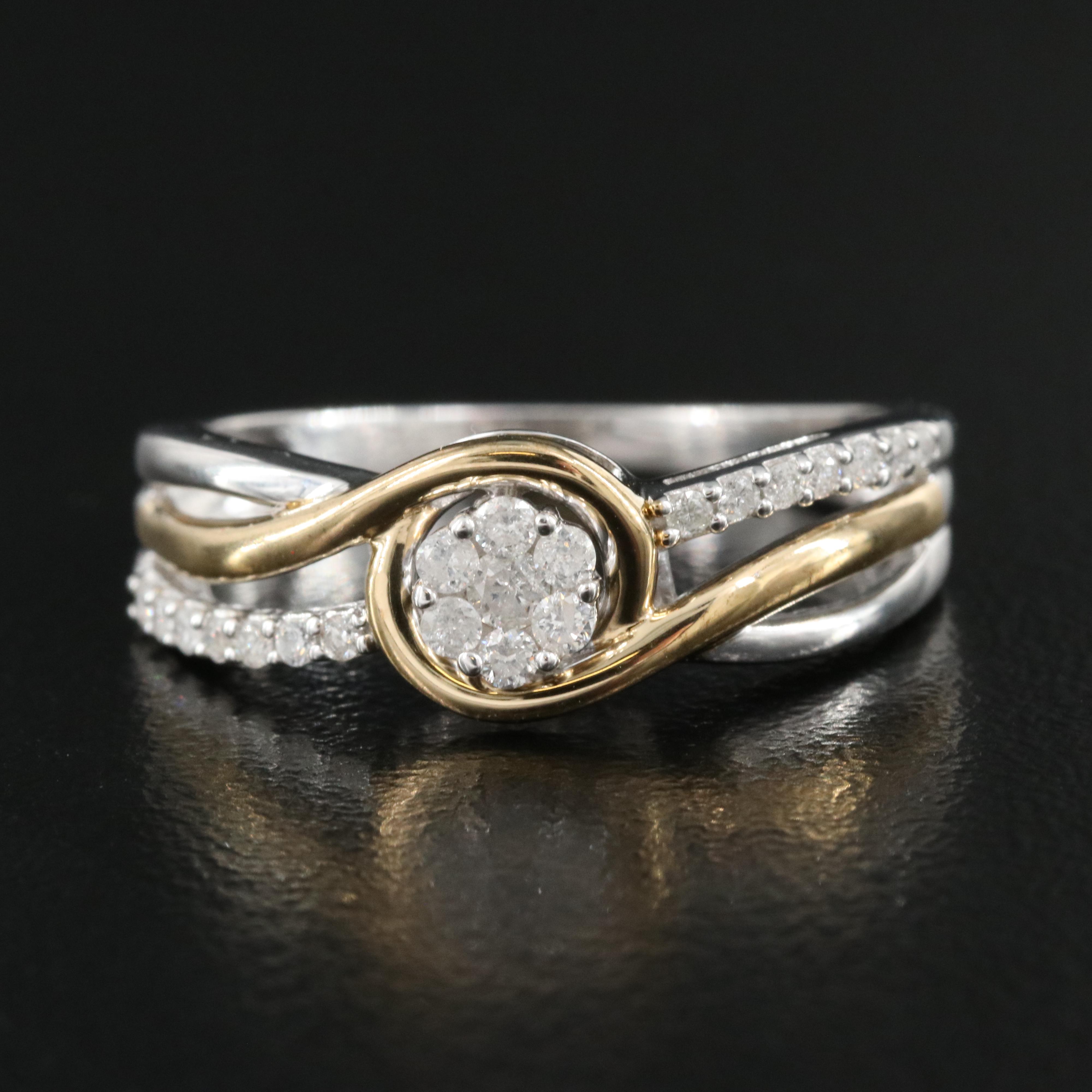 Sterling Two-Tone Diamond Ring