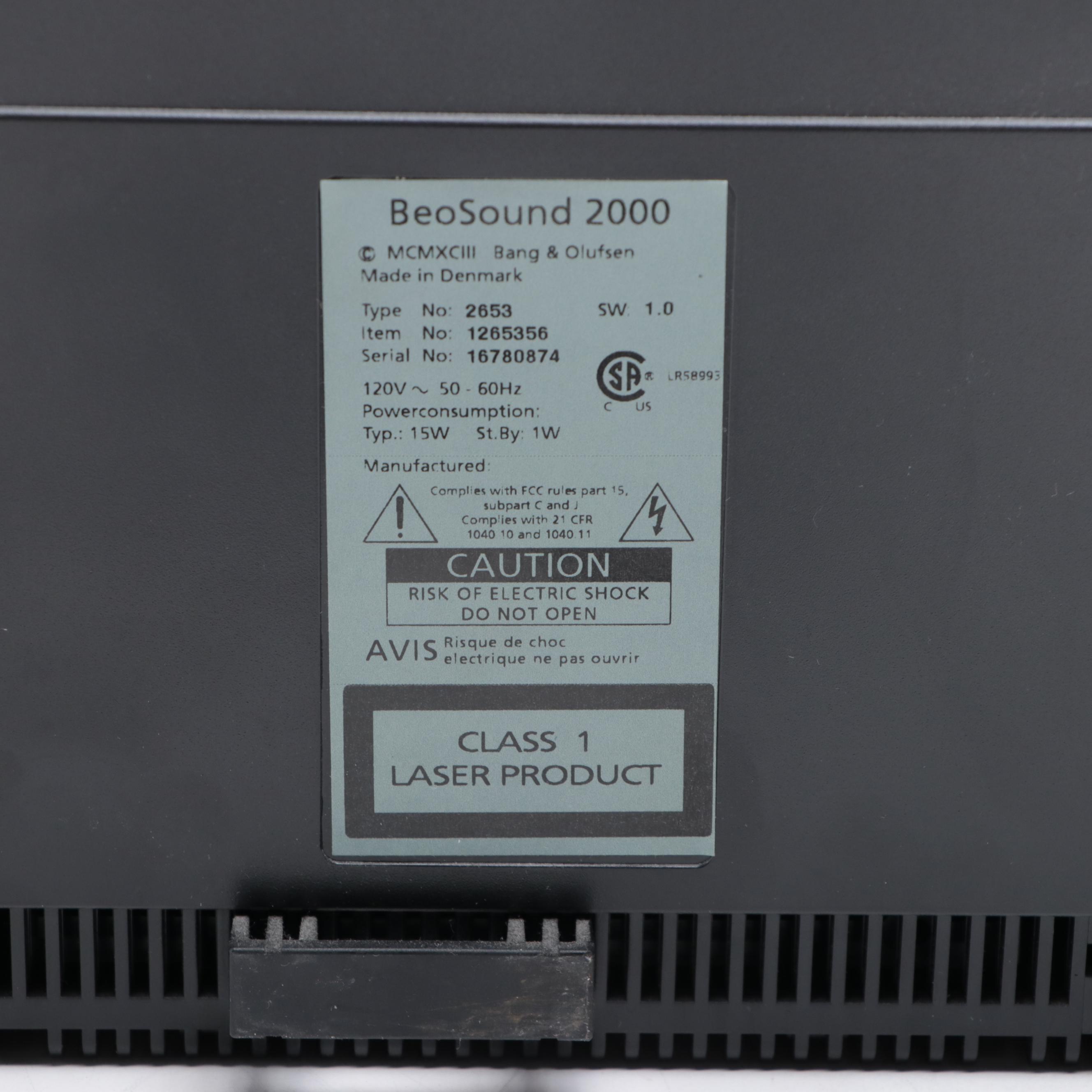 Bang & Olufsen Beo Radio, Tape Deck and CD Player With Remote, 2000