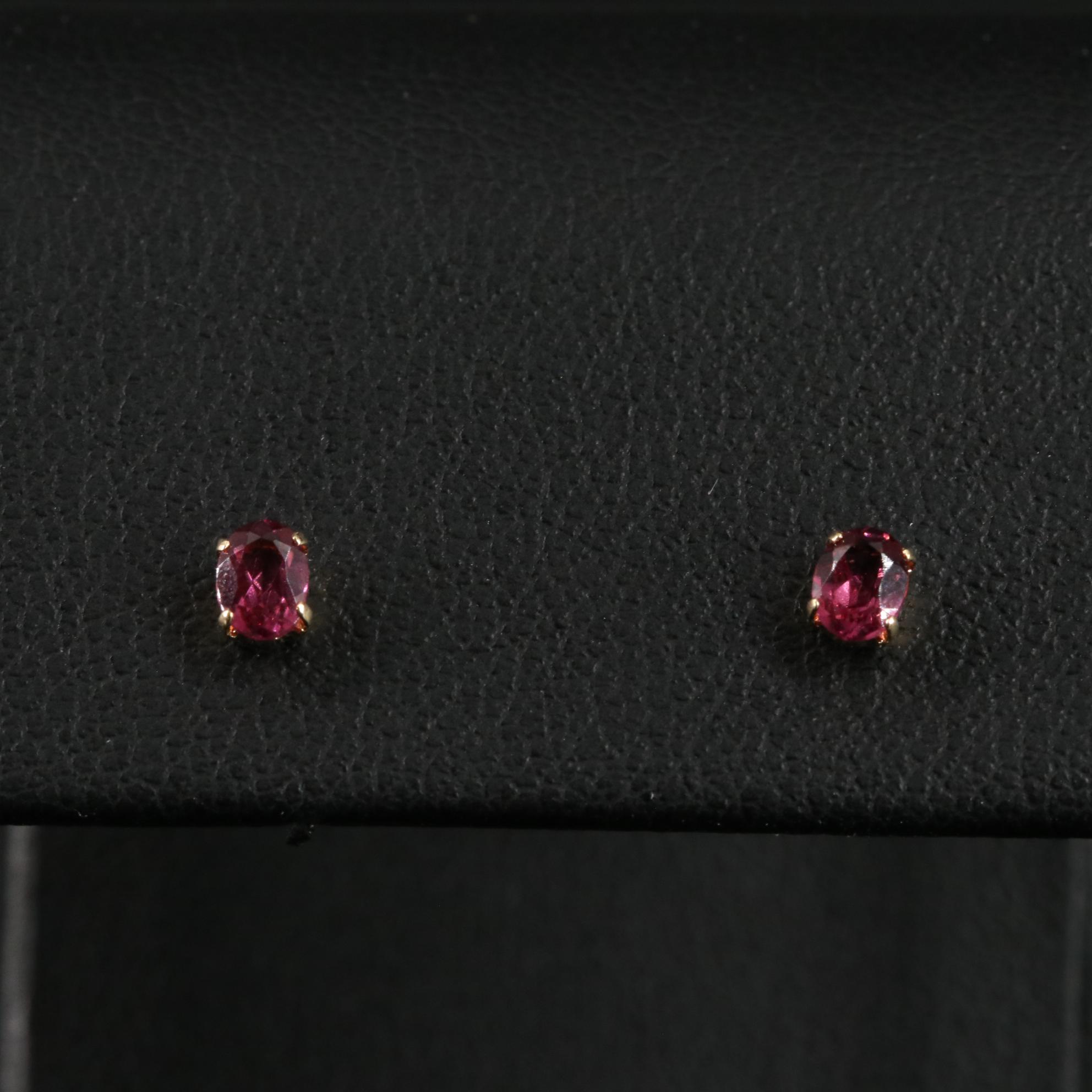 18K Purple Garnet Stud Earrings