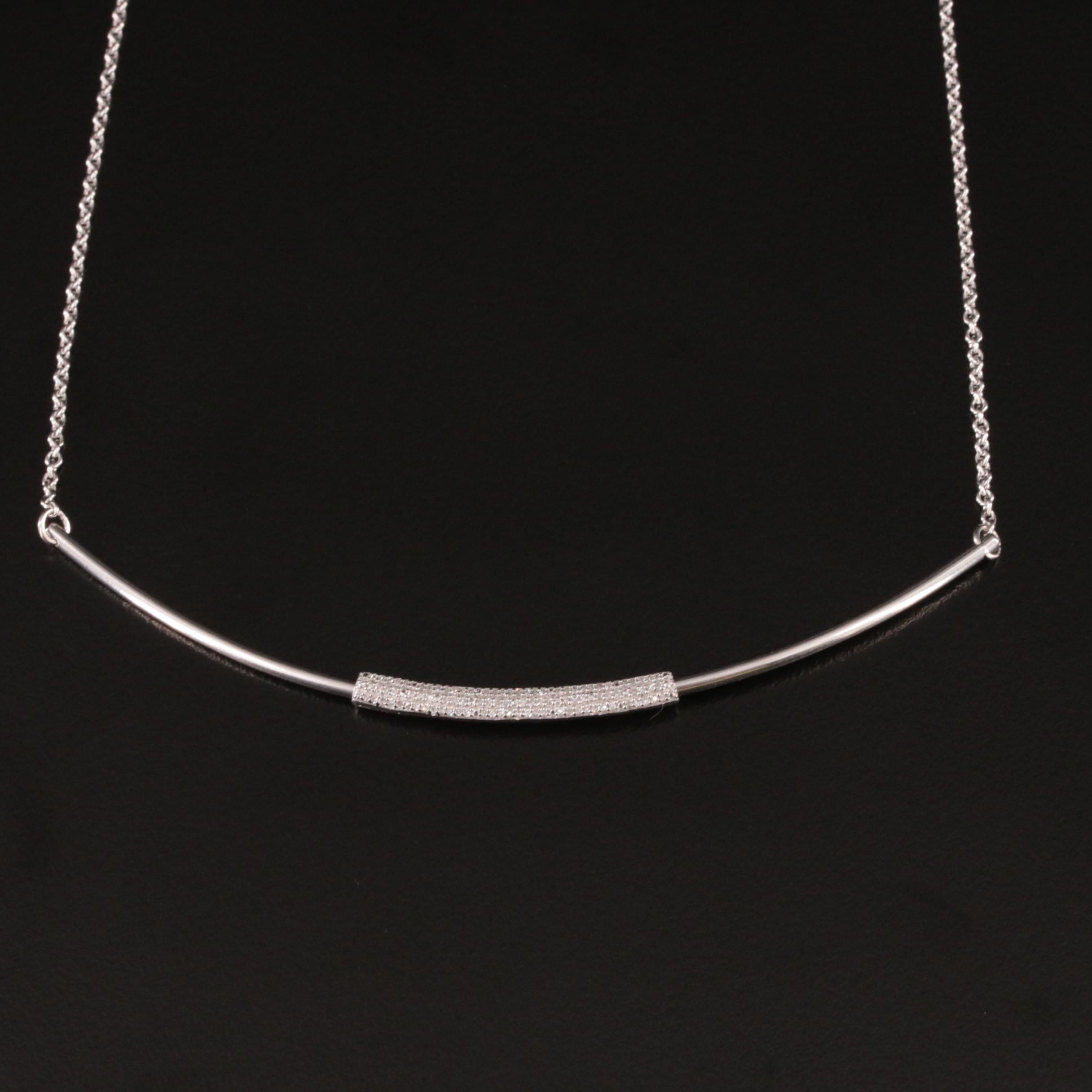 Sterling Pavé Diamond Slide Bar Necklace