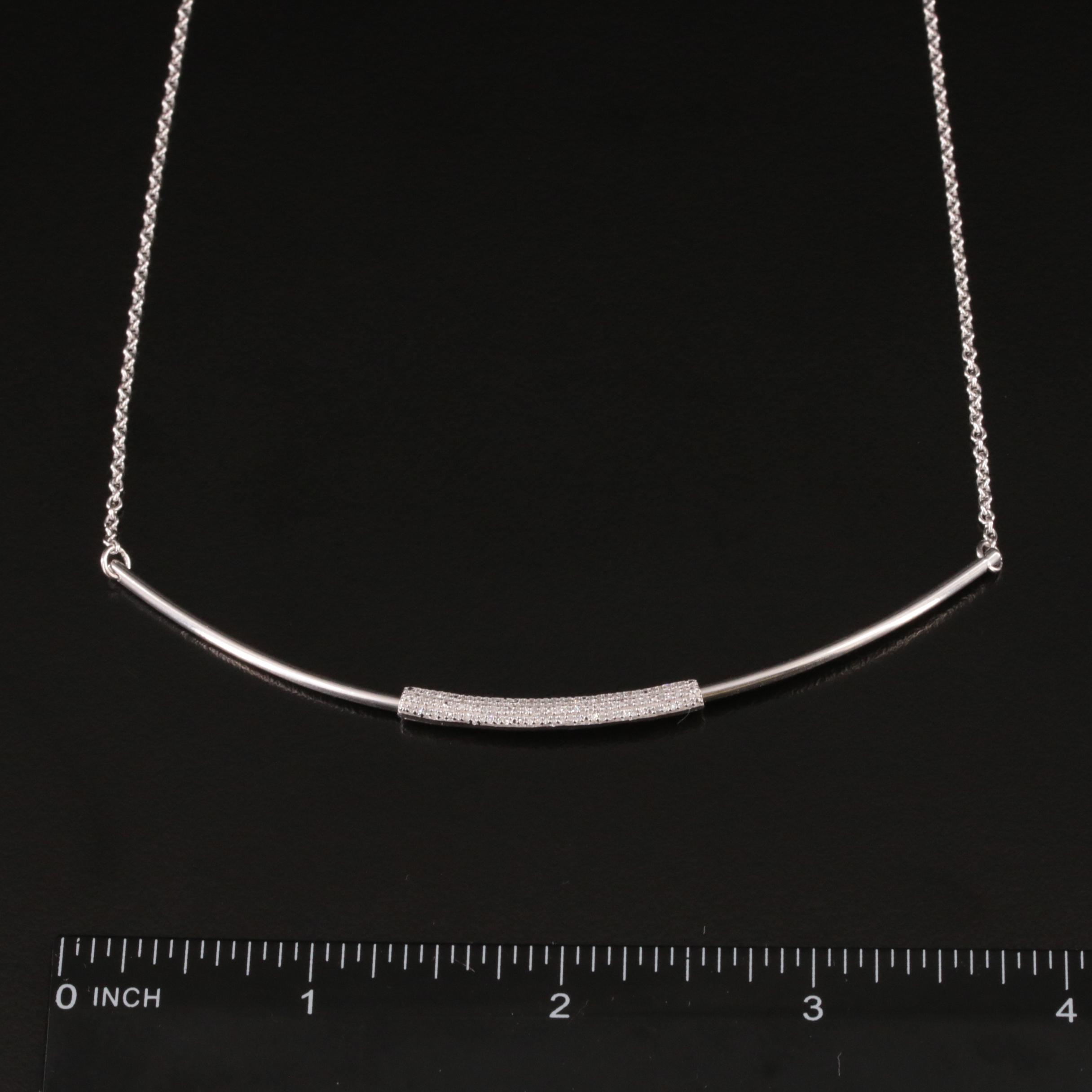 Sterling Pavé Diamond Slide Bar Necklace