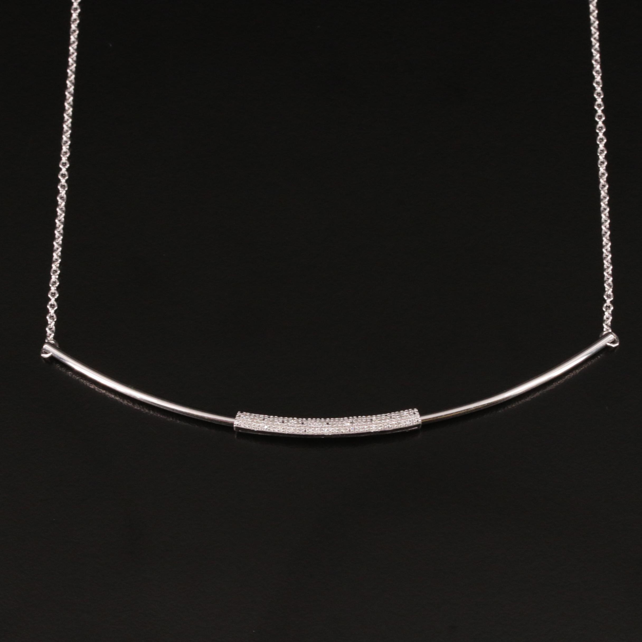 Sterling Pavé Diamond Slide Bar Necklace