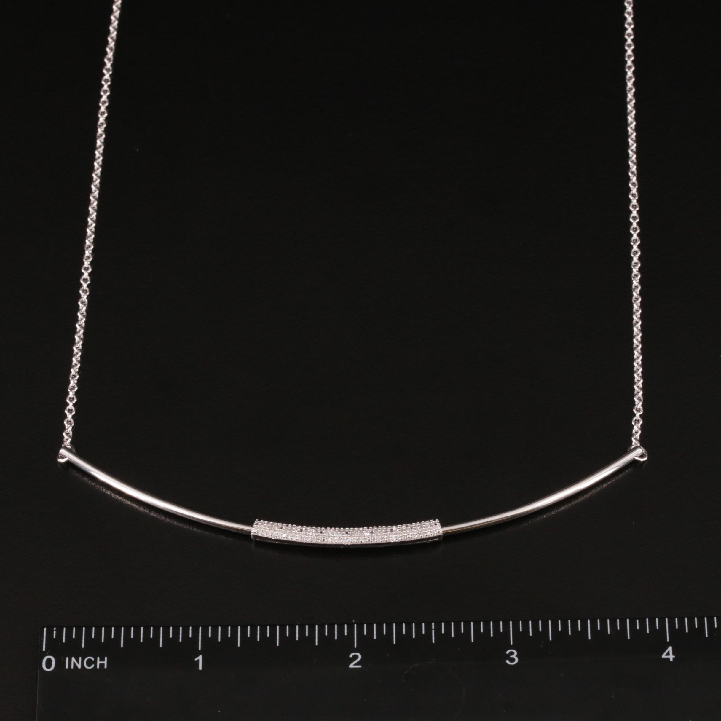 Sterling Pavé Diamond Slide Bar Necklace