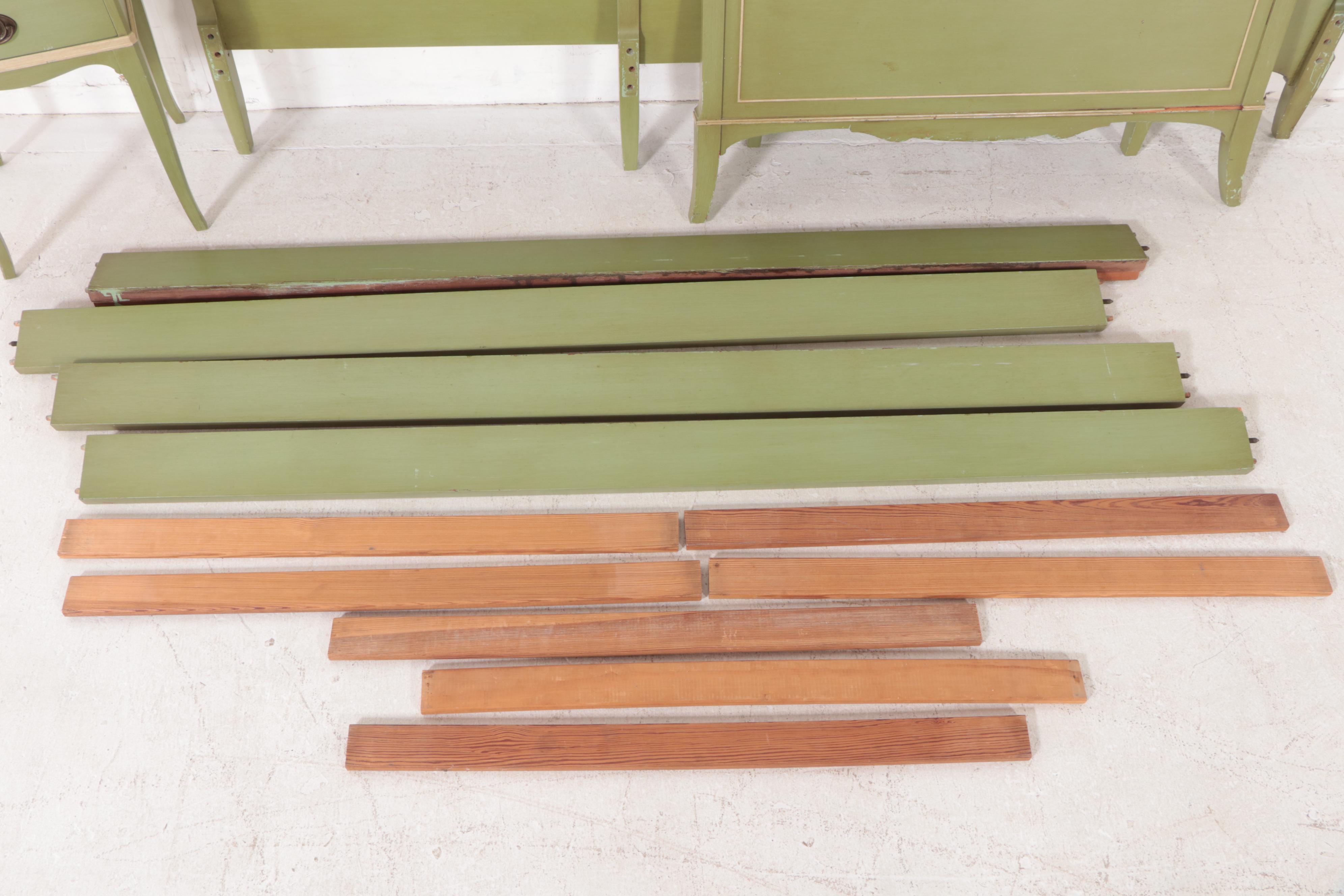 Pair of Northern Furniture Co. Federal Style Painted Twin Beds w/ Nightstand