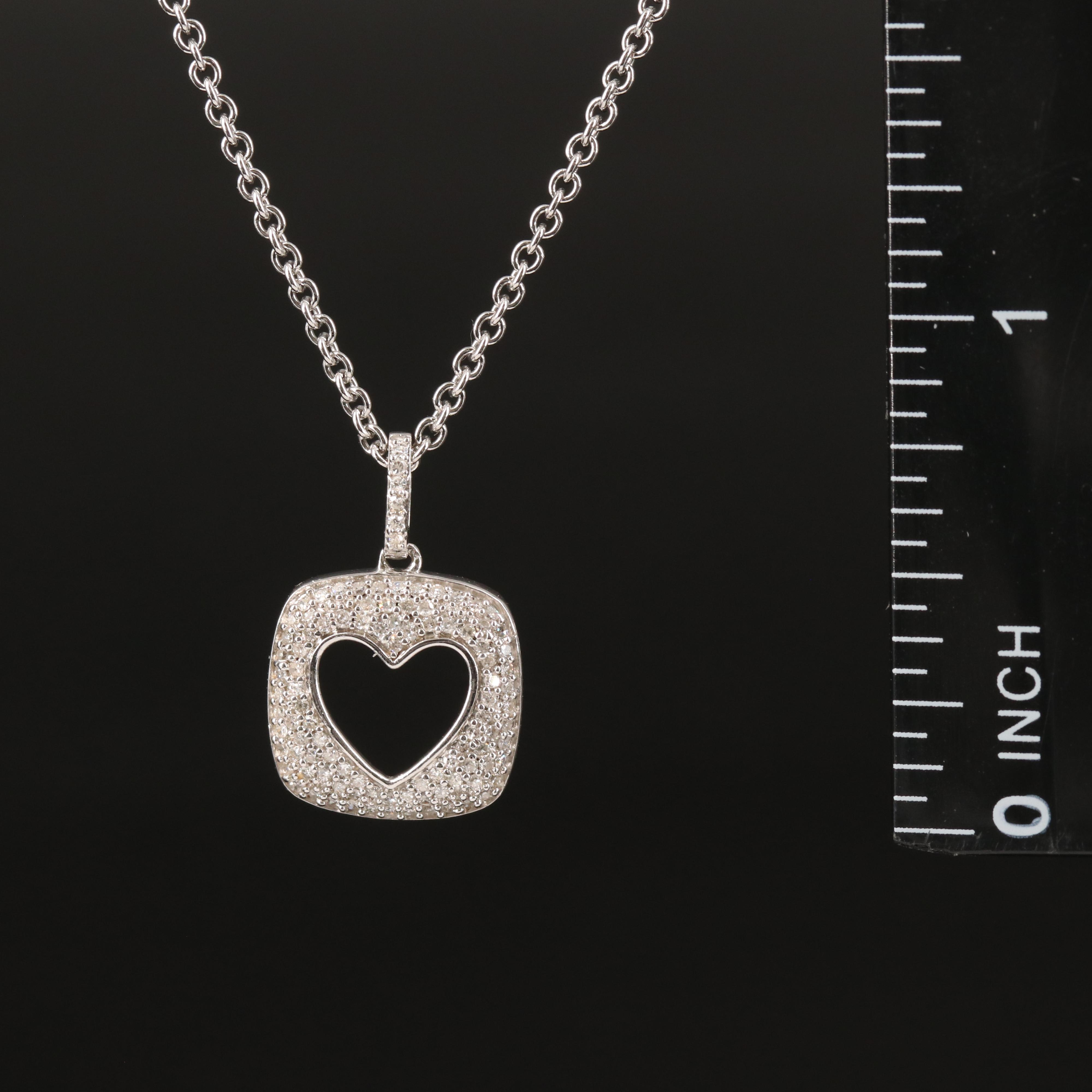 Sterling Pavé Diamond Cut Out Pendant Necklace