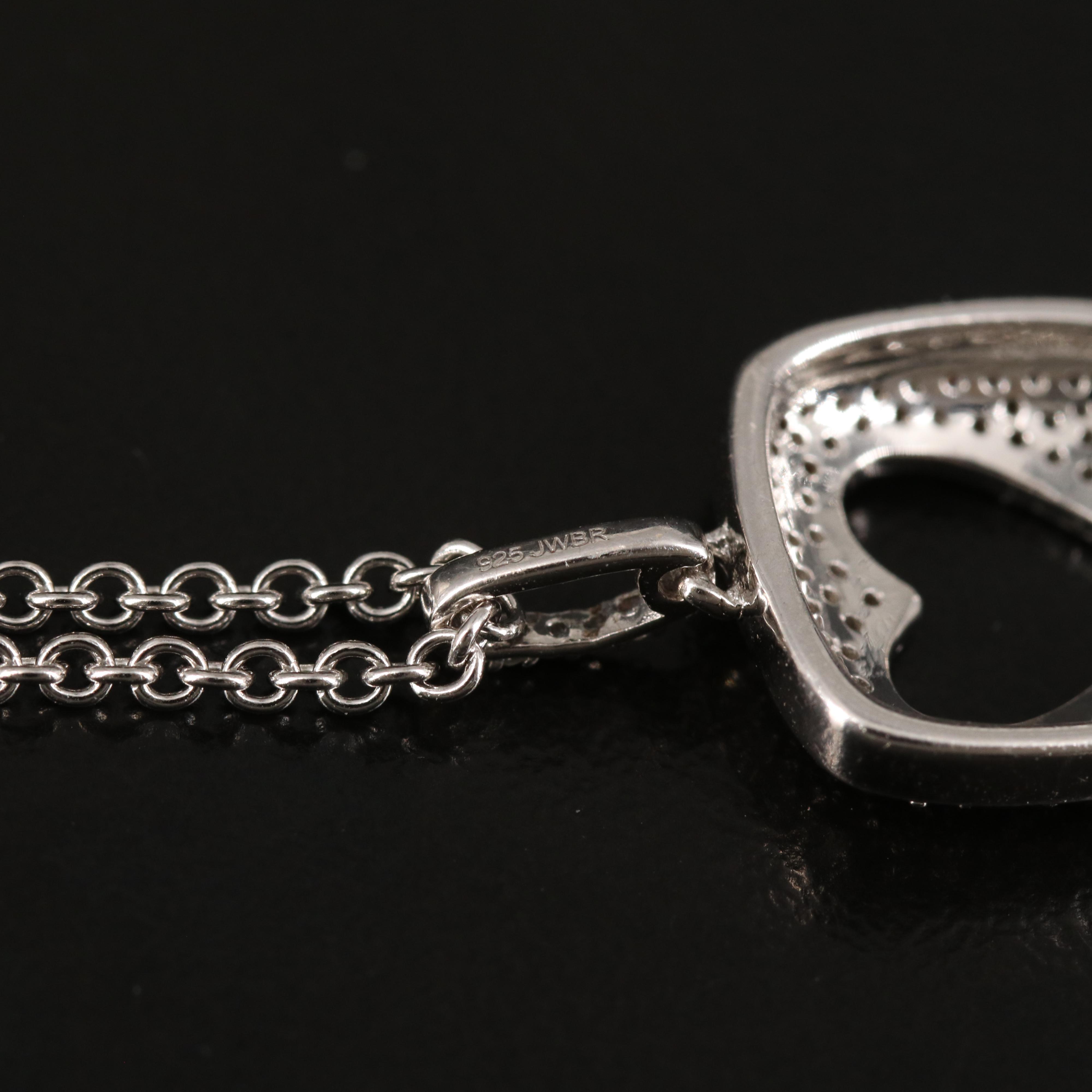 Sterling Pavé Diamond Cut Out Pendant Necklace