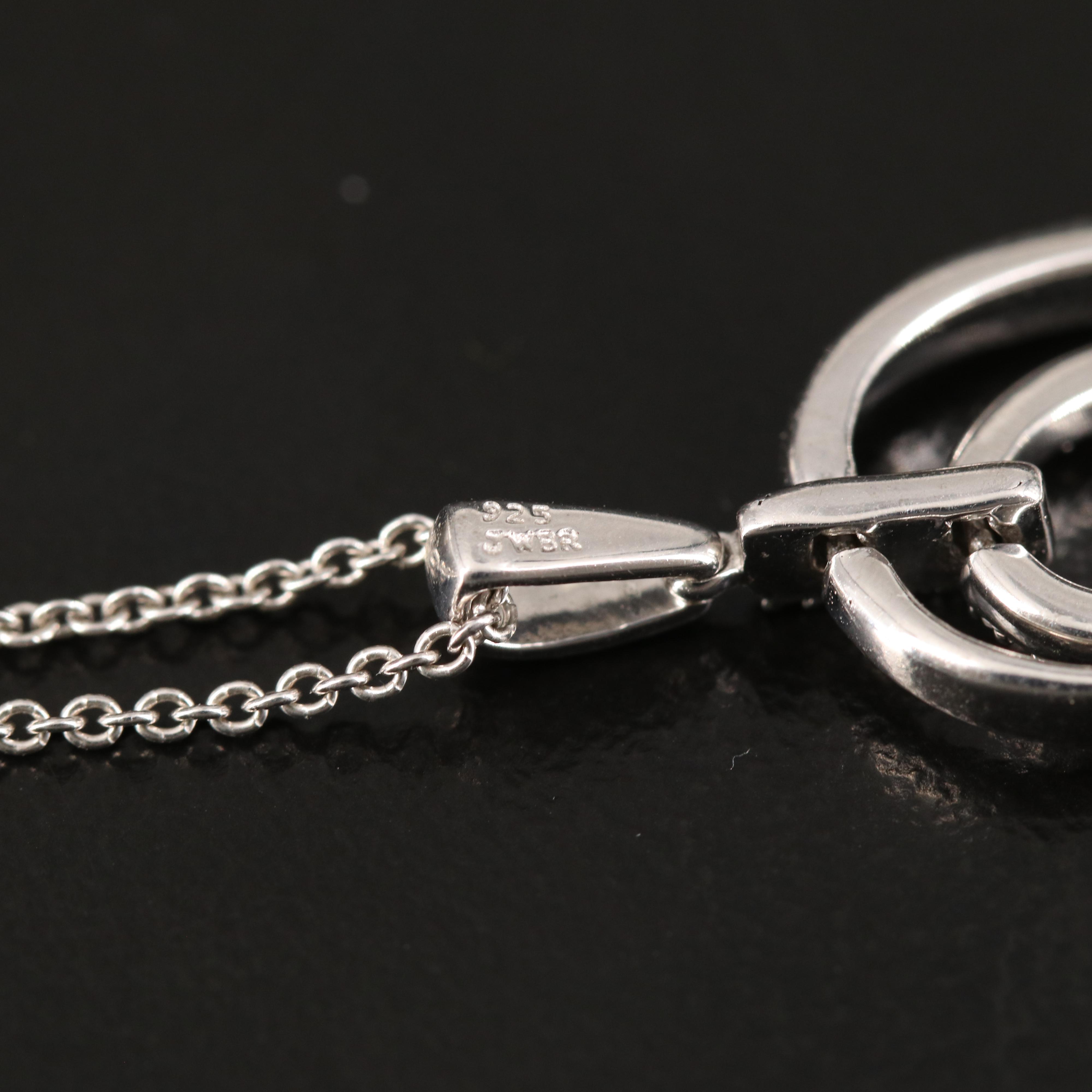 Sterling Diamond Double Heart Pendant Necklace