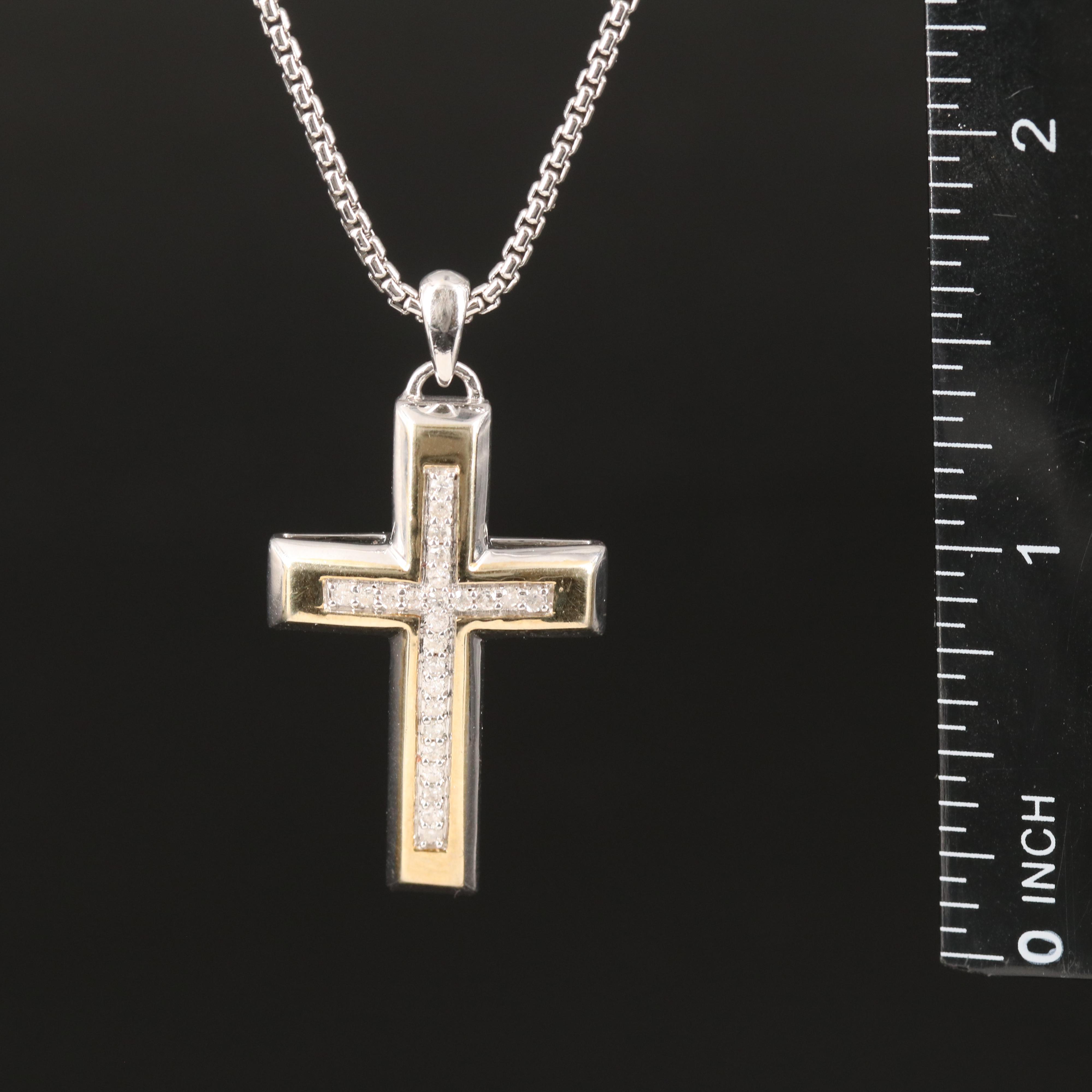 Sterling Diamond Cross Pendant Necklace