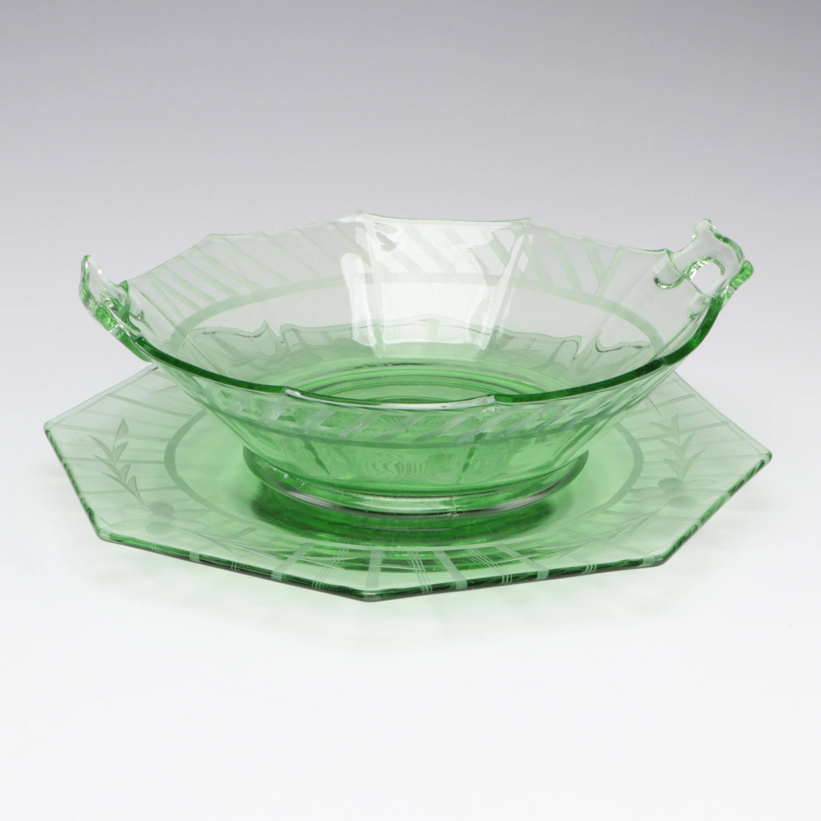 Jeannette Glass "Cherry Blossom" and Other Green and Pink Depression Glass