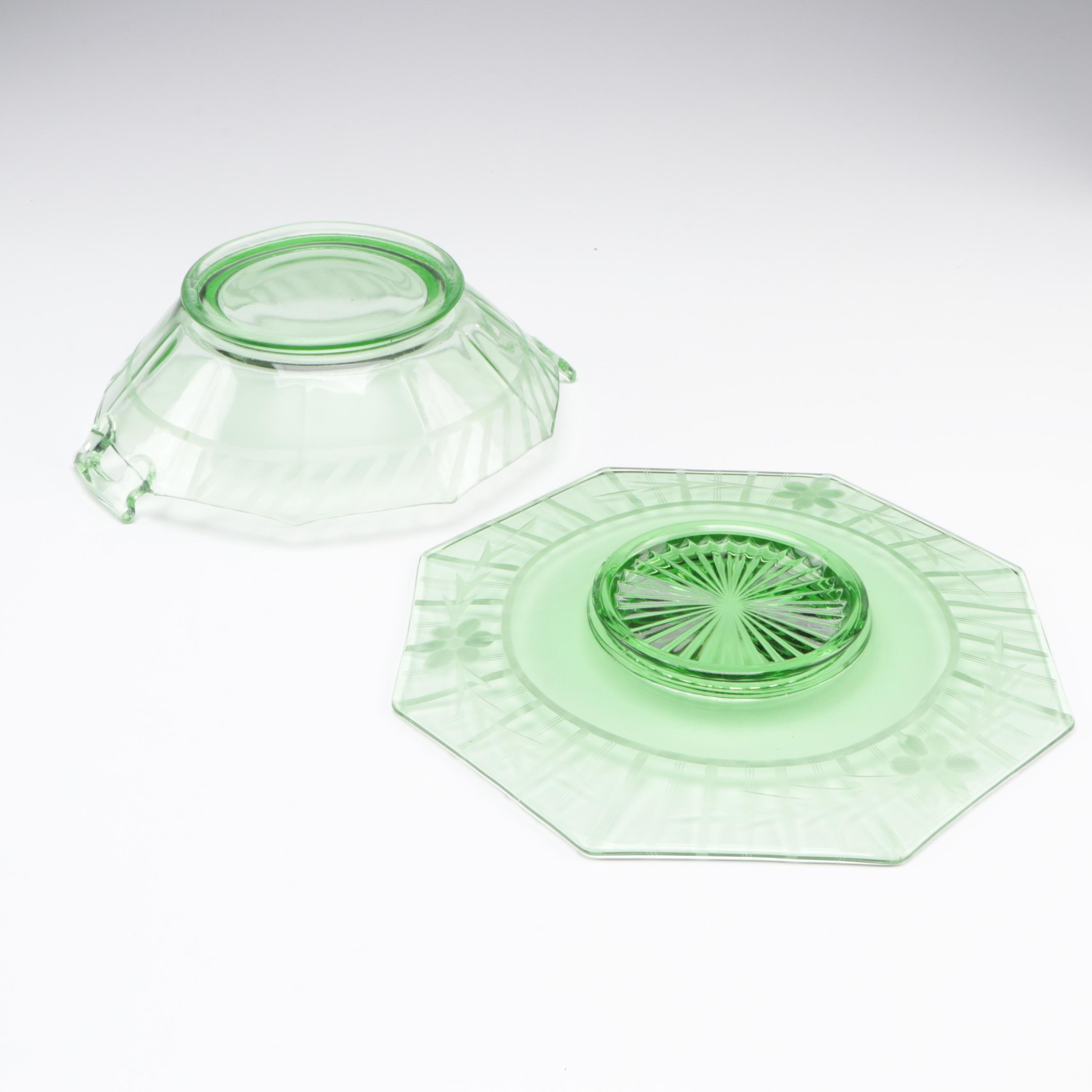 Jeannette Glass "Cherry Blossom" and Other Green and Pink Depression Glass