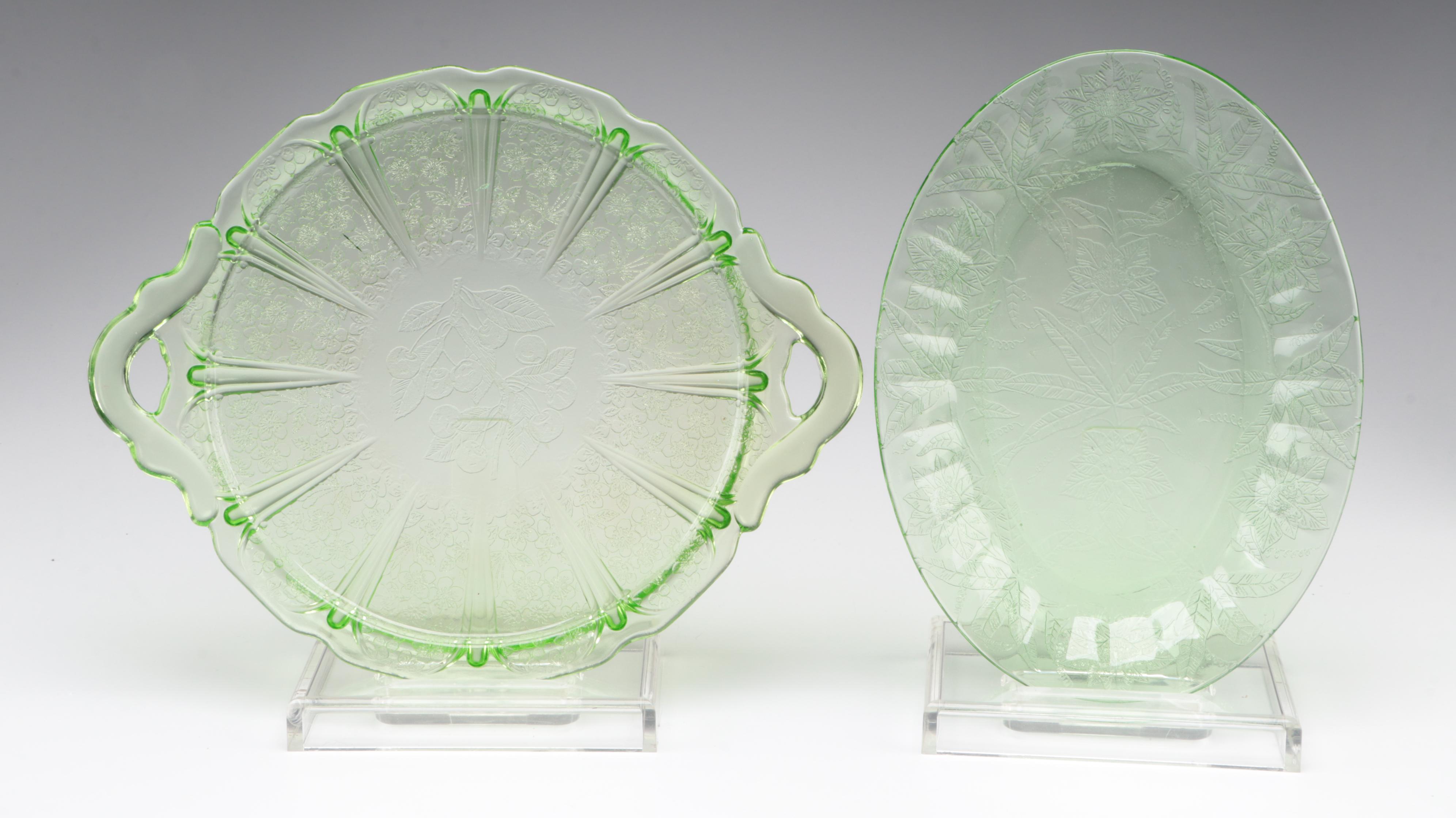 Jeannette Glass "Cherry Blossom" and Other Green and Pink Depression Glass