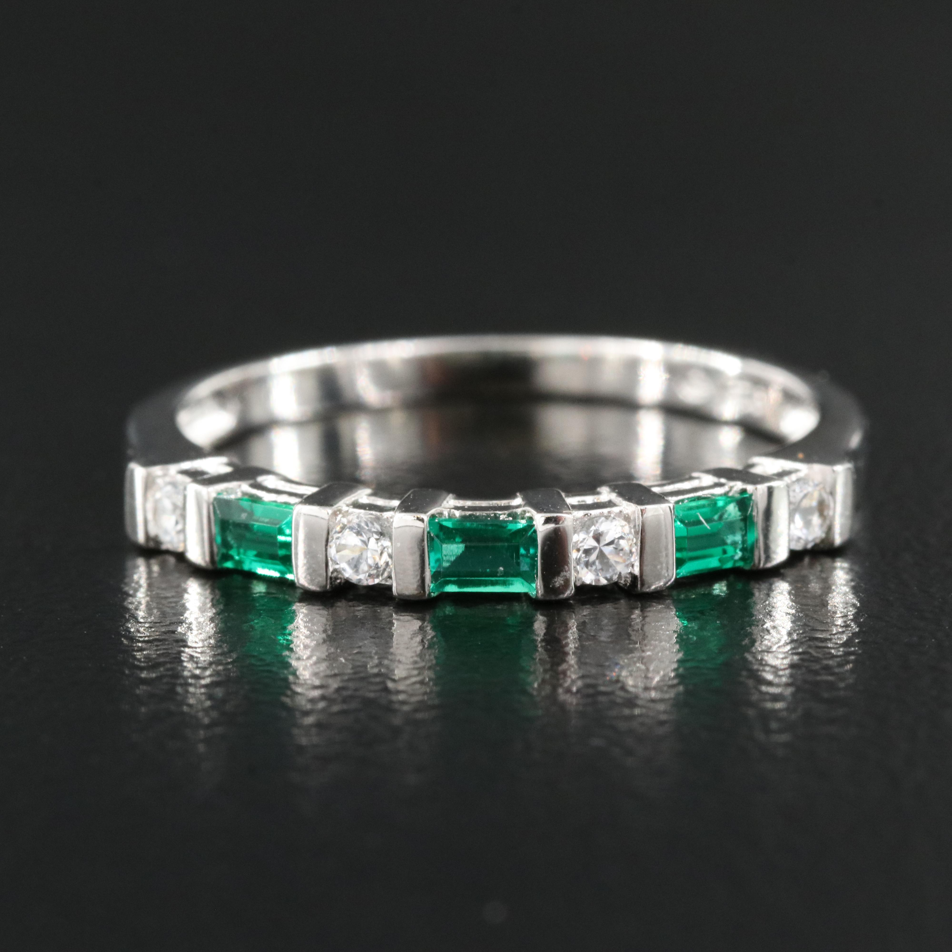 Sterling Emerald and Sapphire Ring