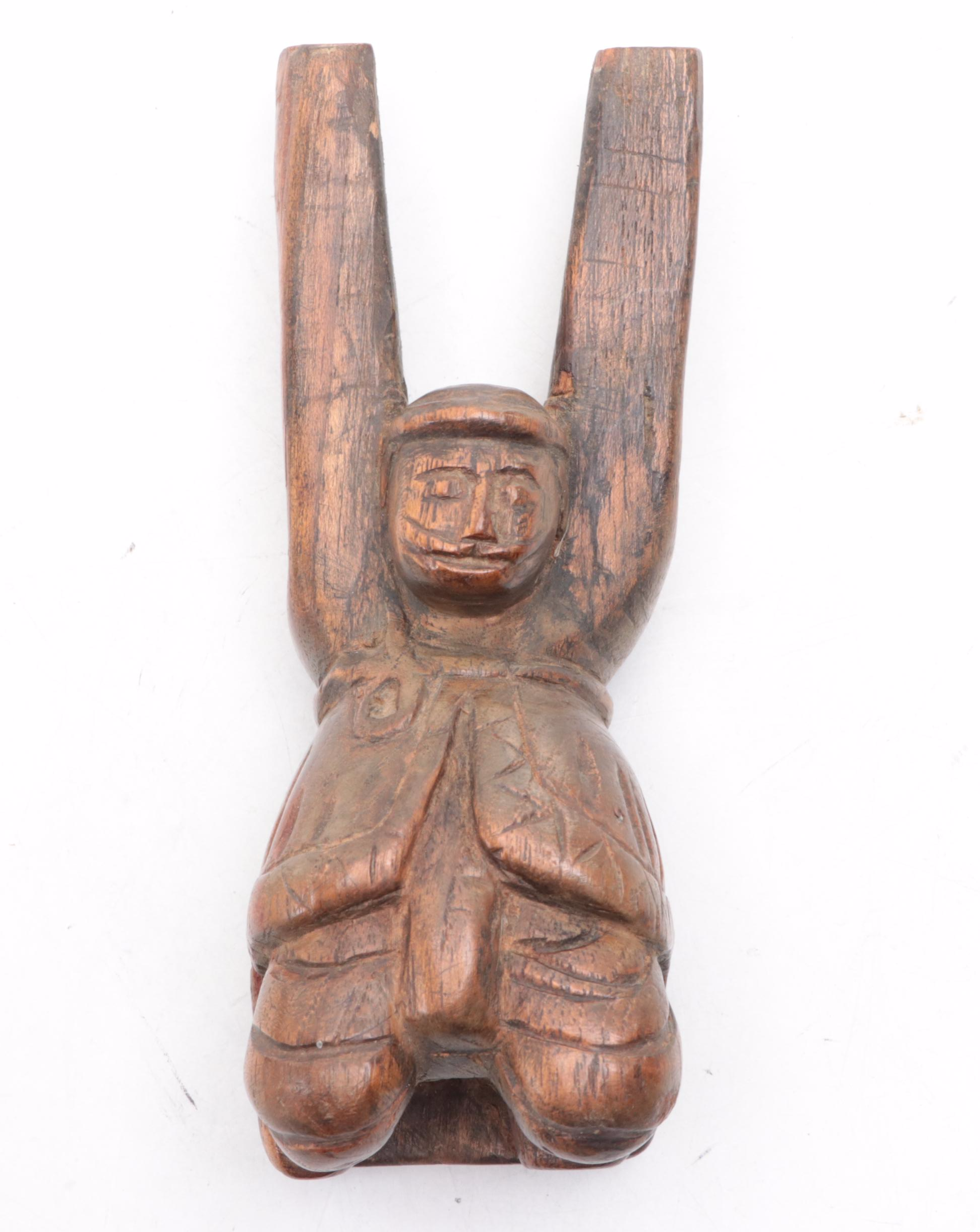 Figural Bhutanese Wood Ghurra and Burmese Wood Slingshot