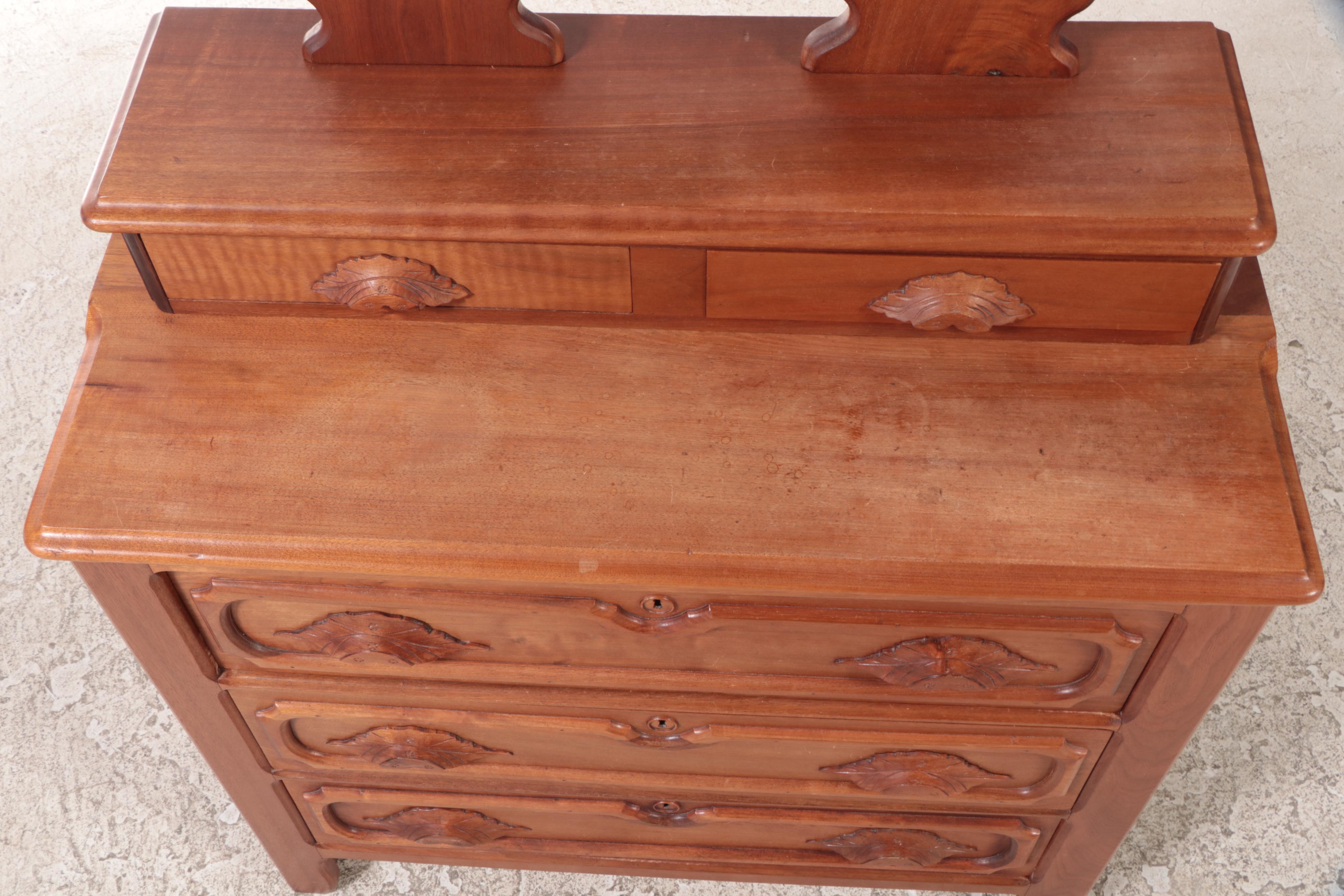 Victorian Walnut Deck-Top Dresser, Late 19th Century