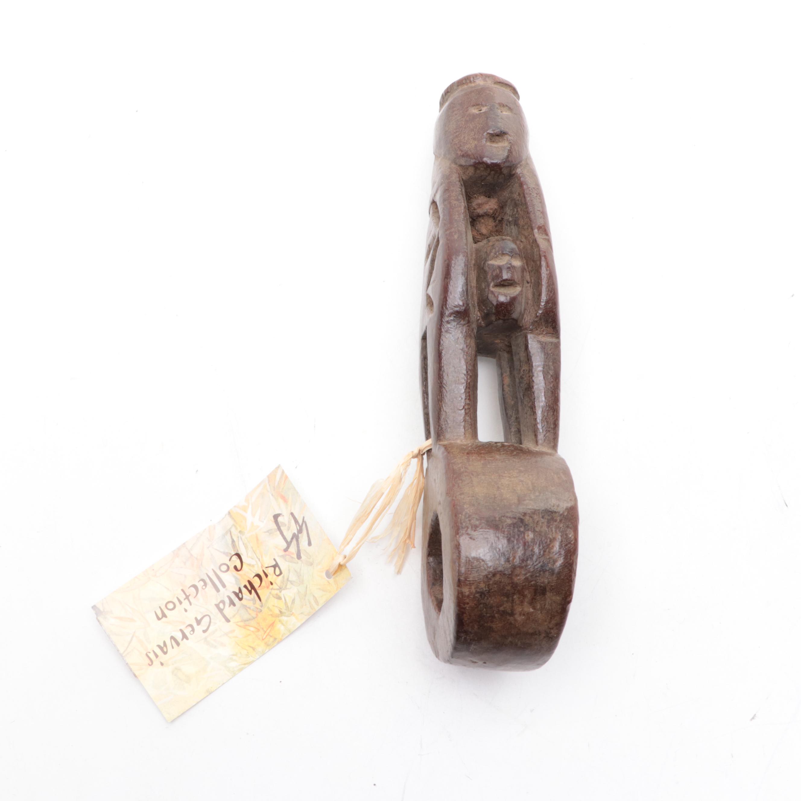 Figural Bhutanese Wood Ghurra and Burmese Wood Slingshot