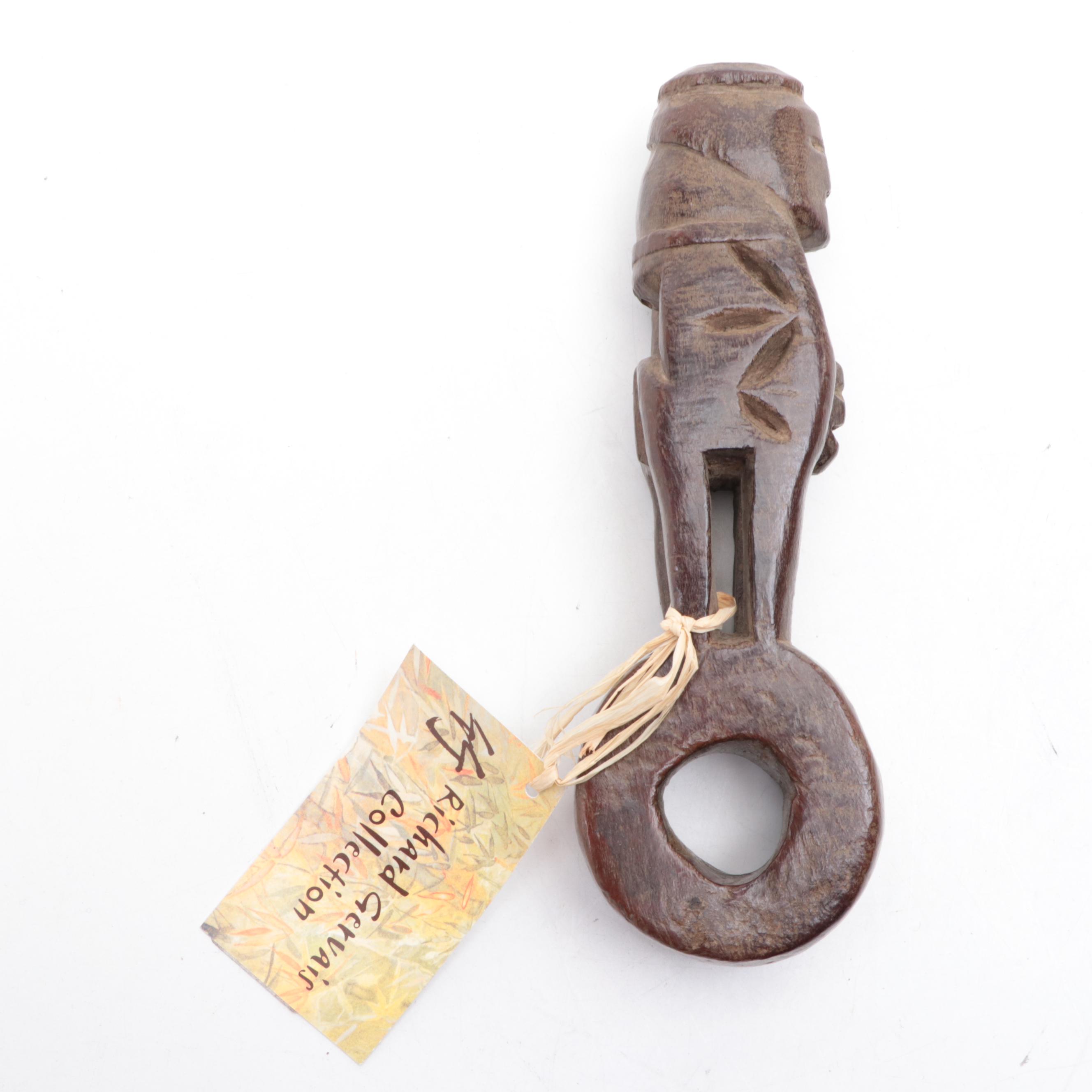 Figural Bhutanese Wood Ghurra and Burmese Wood Slingshot