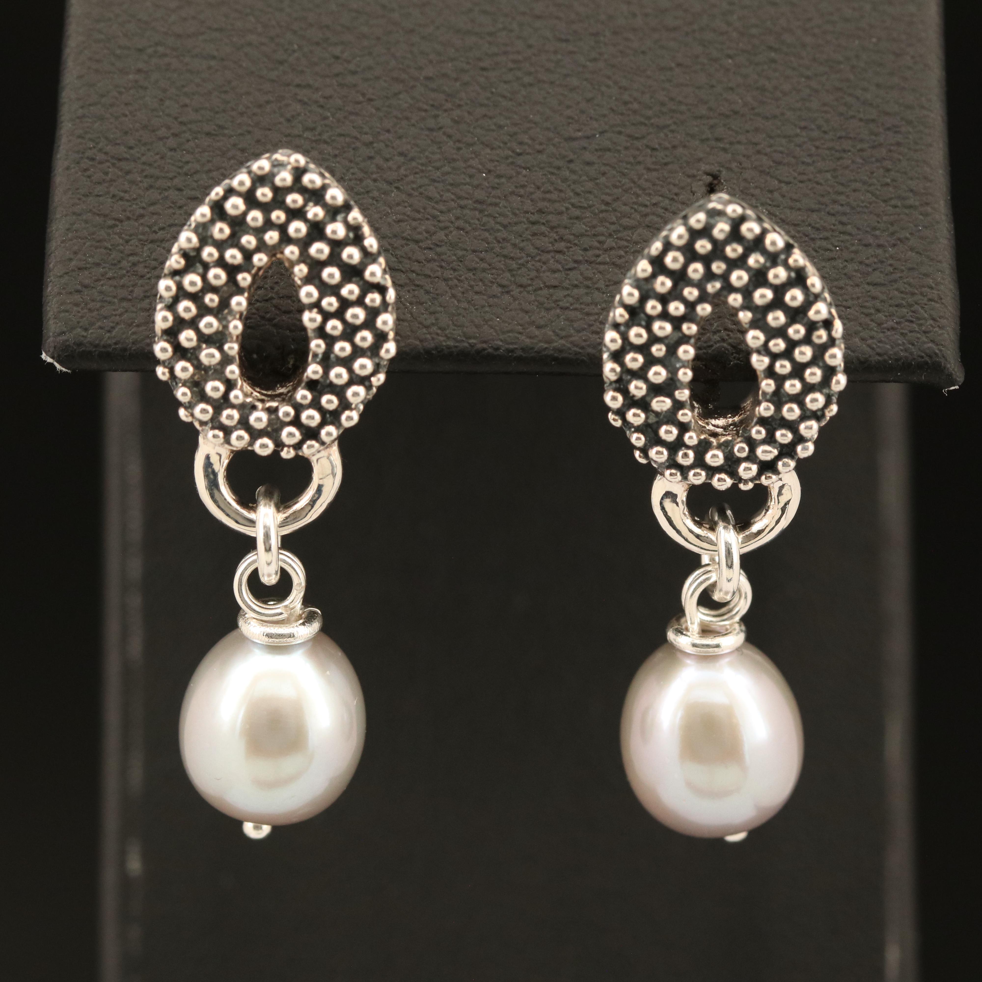 Michael Dawkins Sterling Pearl Earrings with 14K Accents