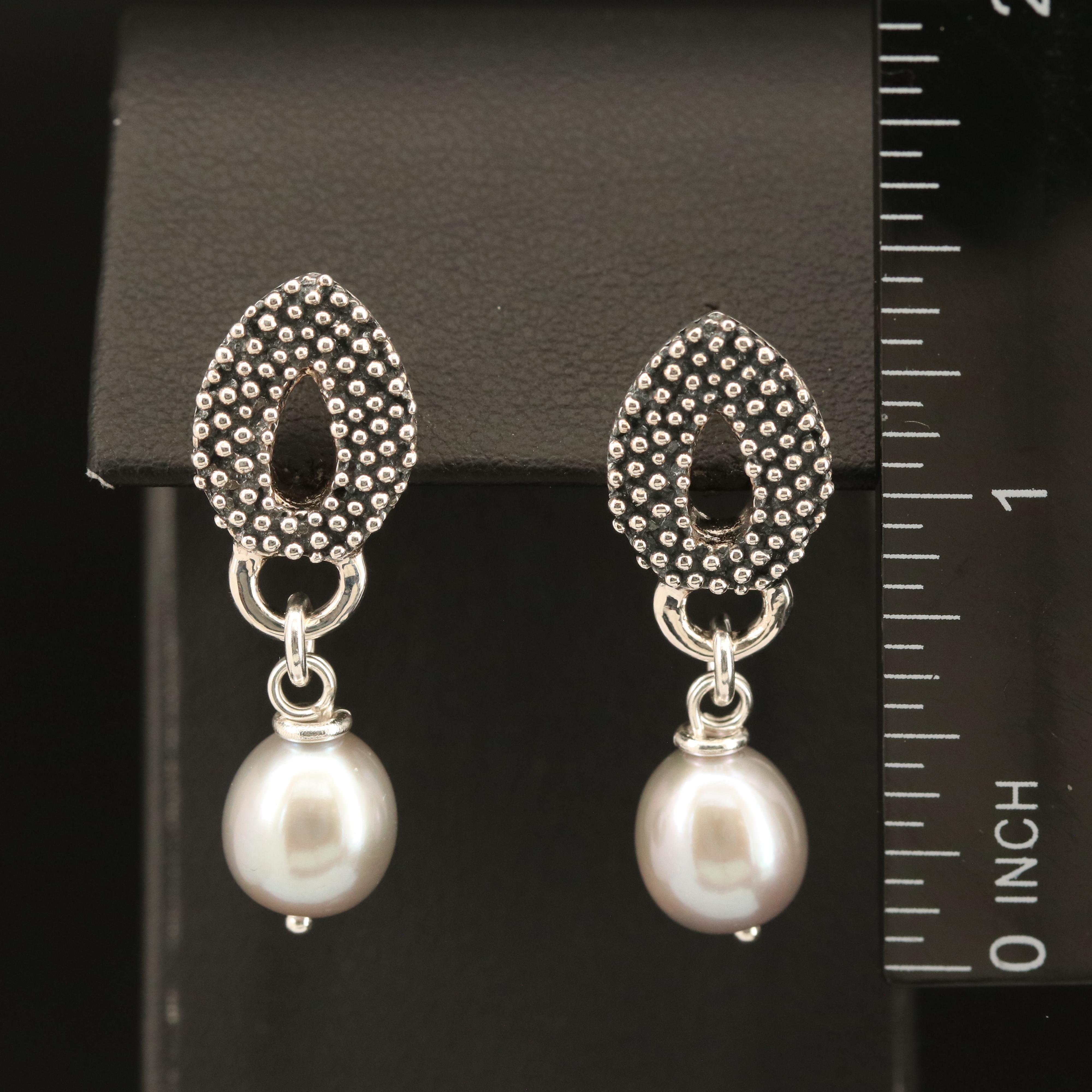 Michael Dawkins Sterling Pearl Earrings with 14K Accents