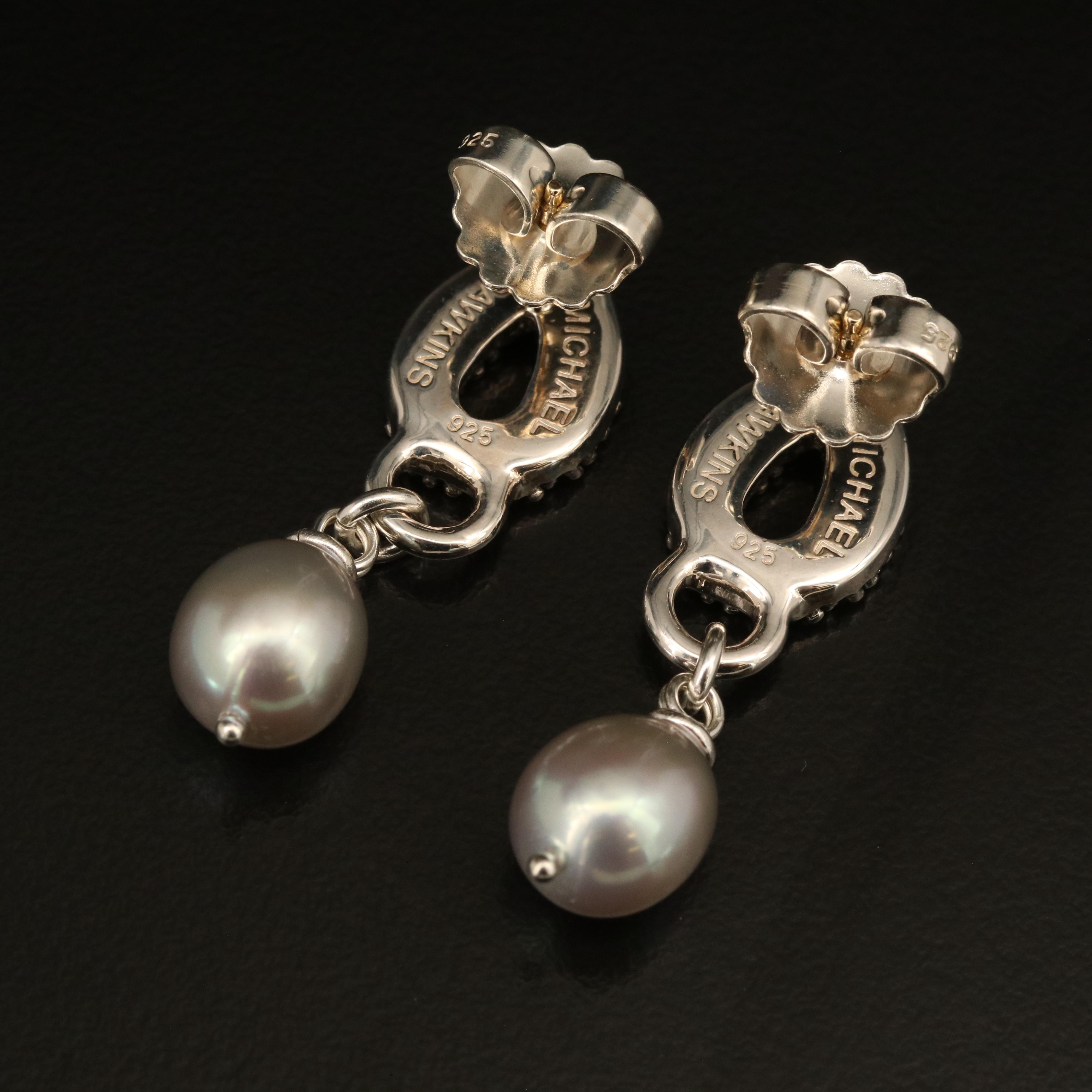 Michael Dawkins Sterling Pearl Earrings with 14K Accents