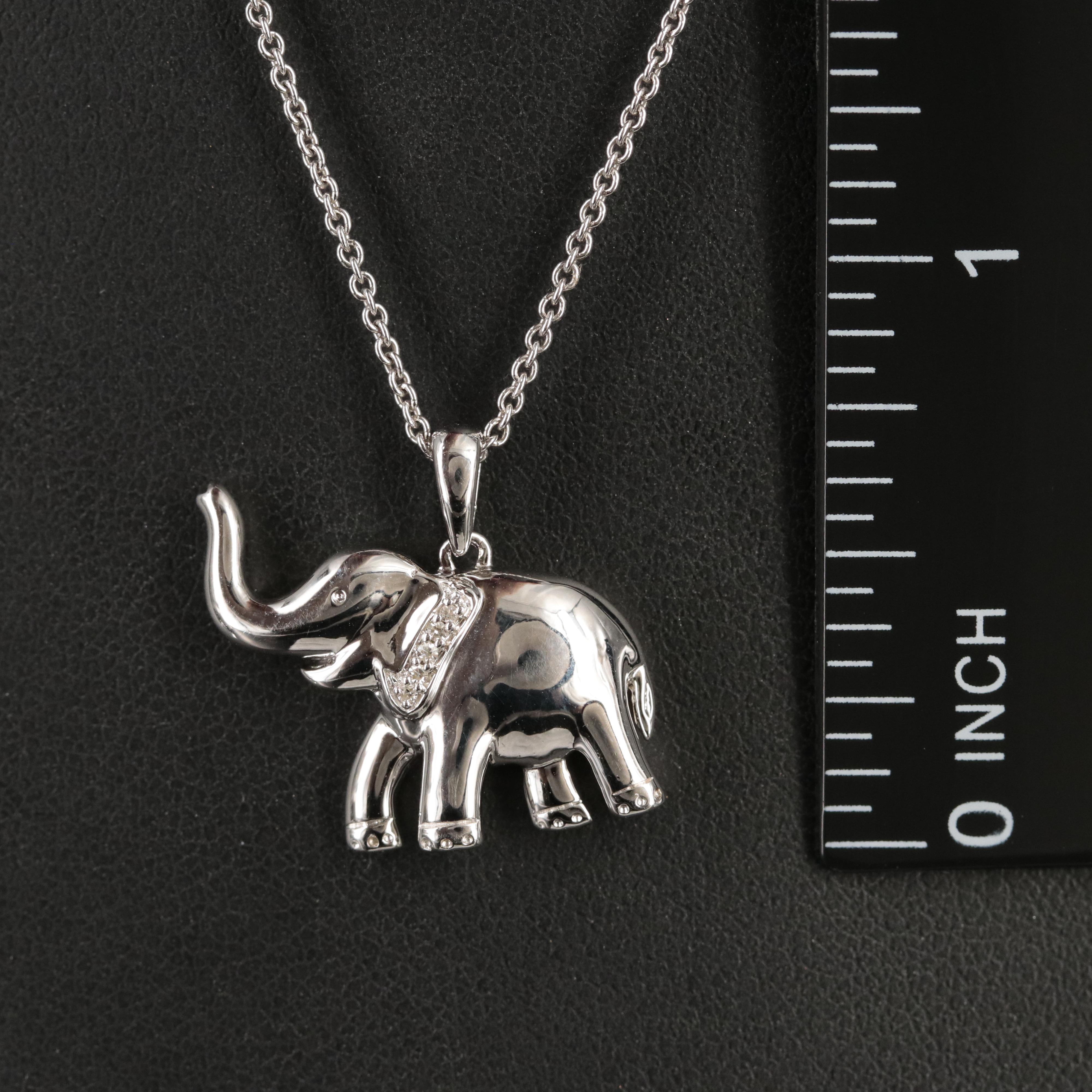 Sterling Diamond Elephant Pendant Necklace