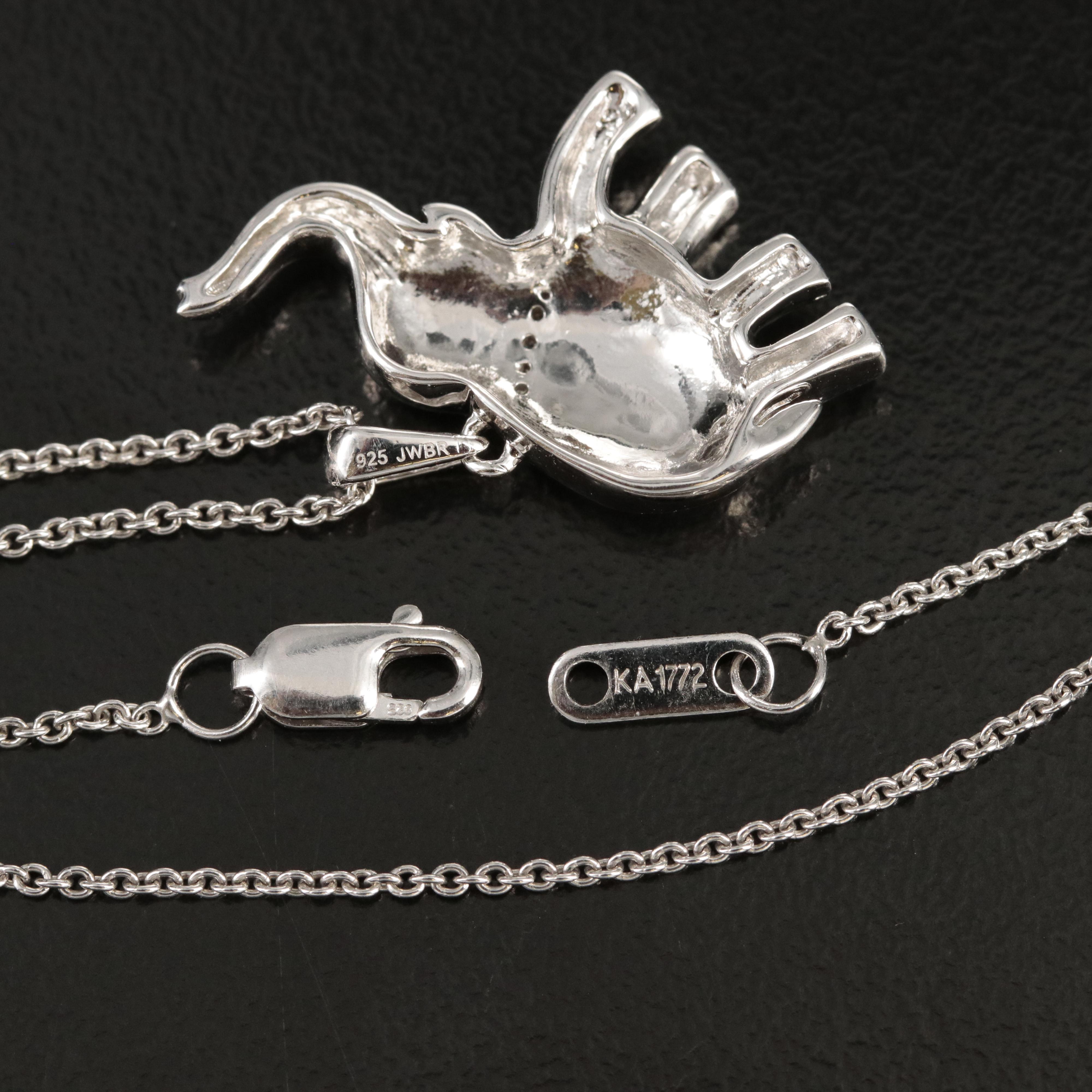 Sterling Diamond Elephant Pendant Necklace